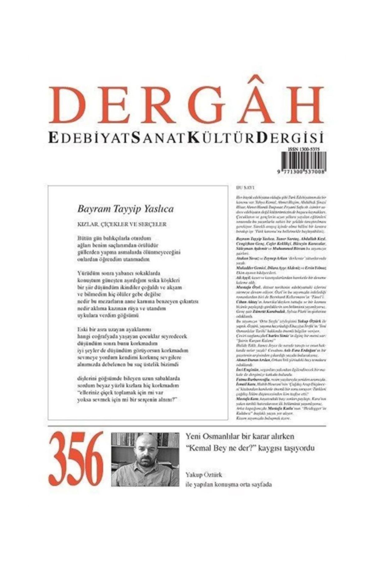 Dergah Yayınları Edebiyat Sanat Kültür Dergisi Sayı:356 Ekim 2019