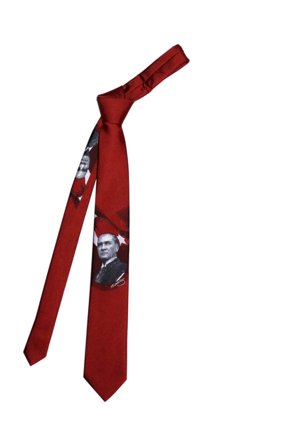 Modaroma Atatürk Imzalı Kırmızı Kravat
