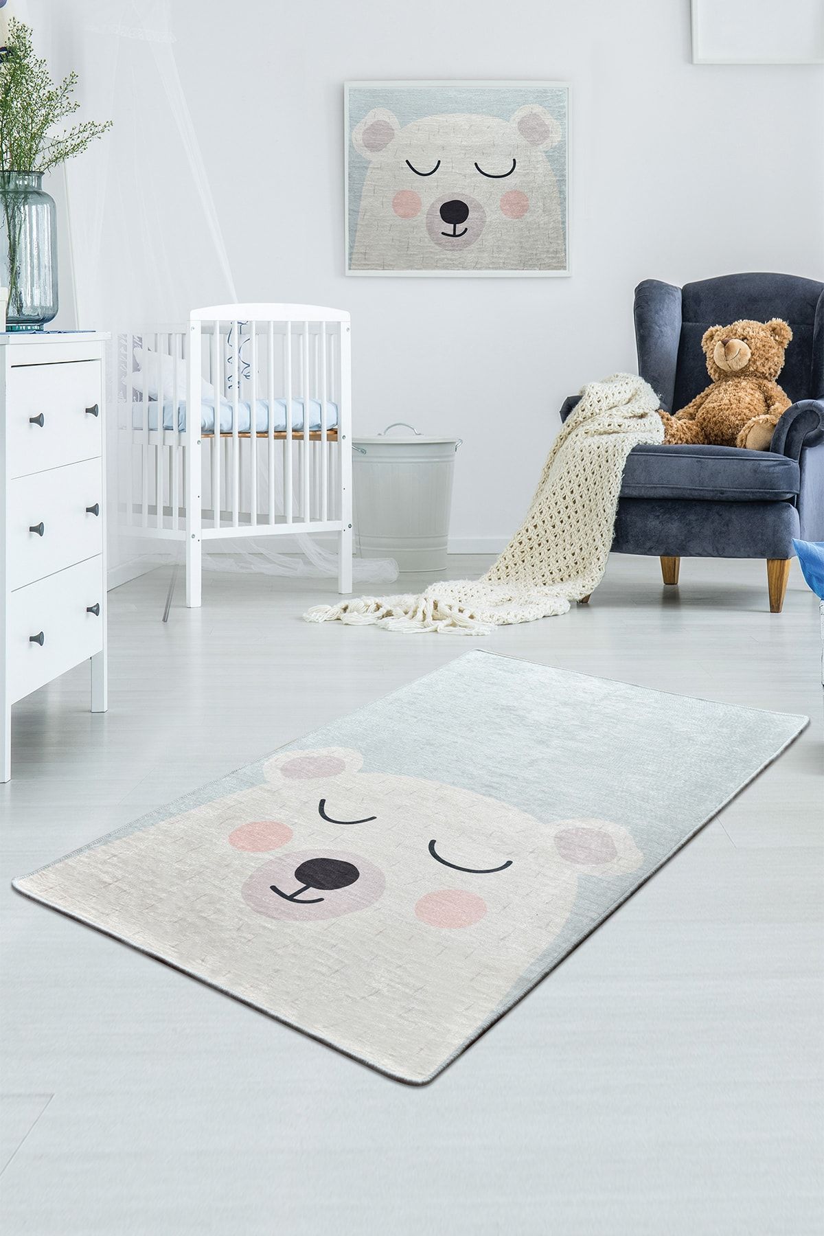 Chilai Home BABY BEAR Çocuk ve Bebek Halısı Yıkanabilir ,Kaymaz Taban Leke Tutmaz