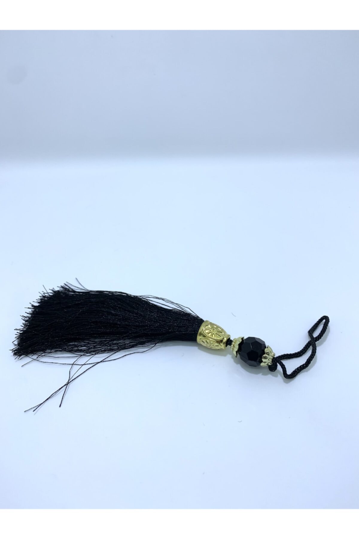 Rengarenk tuhafiye ve hobi Püskül Gold Kristal Taşlı Siyah