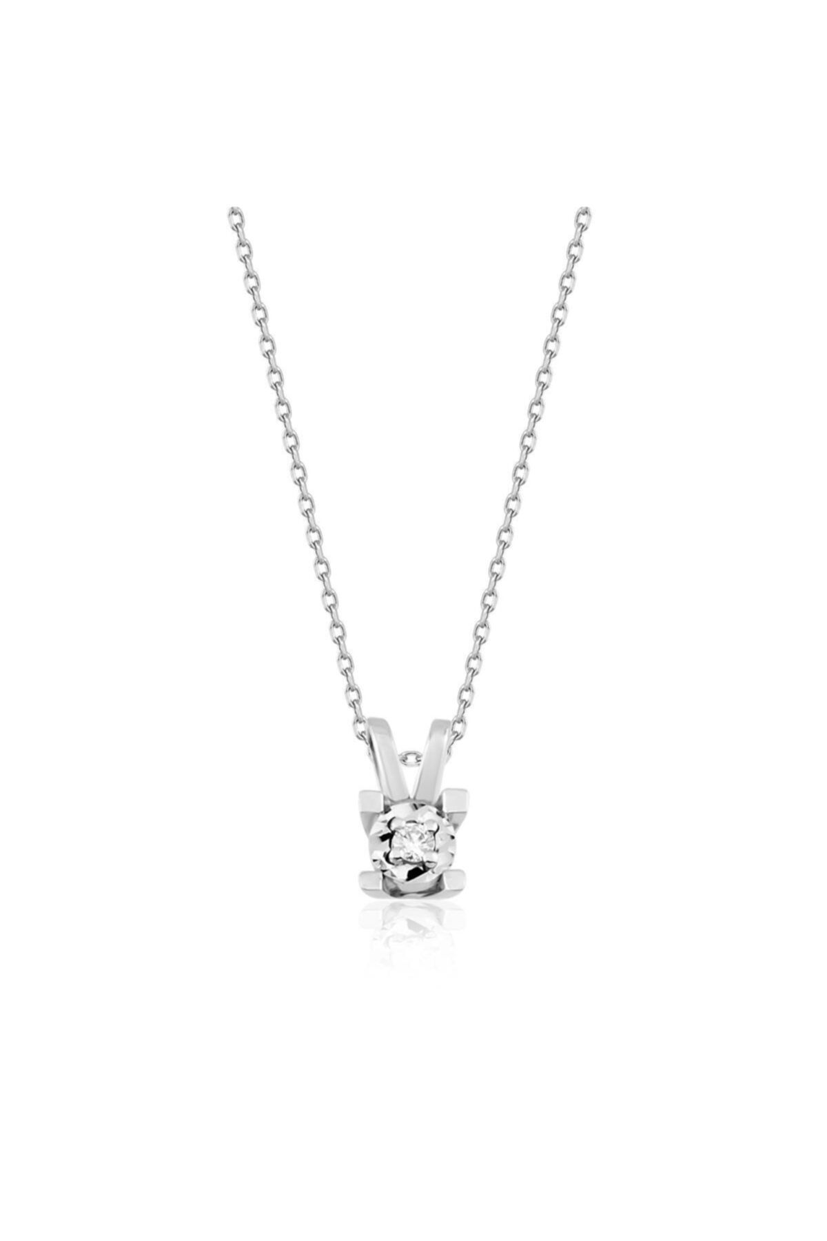 İBER DIAMOND Pırlanta Tektaş Efektli Kolye G Sı 0.02 Karat -pku0441