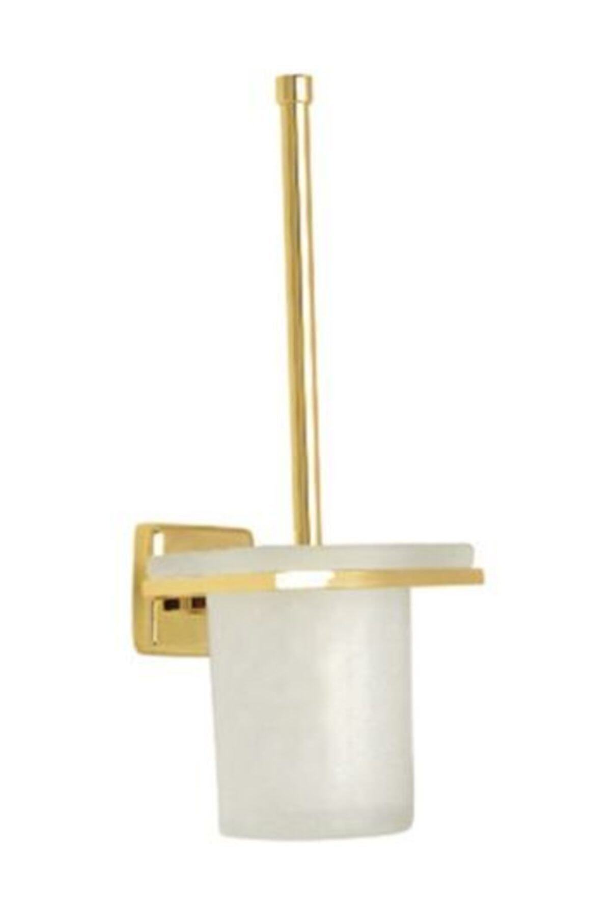 CLK BANYO Çelik Banyo Kumru Klozet Fırçası Altın Renkli Montajlı