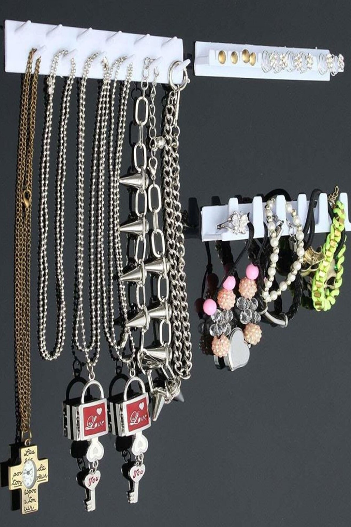 Markafox Takı Dolap Içi Organizer Düzenleyici Askısı Askılığı Seti Küpe Kolye Aksesuar Düzenleme Bling Eez