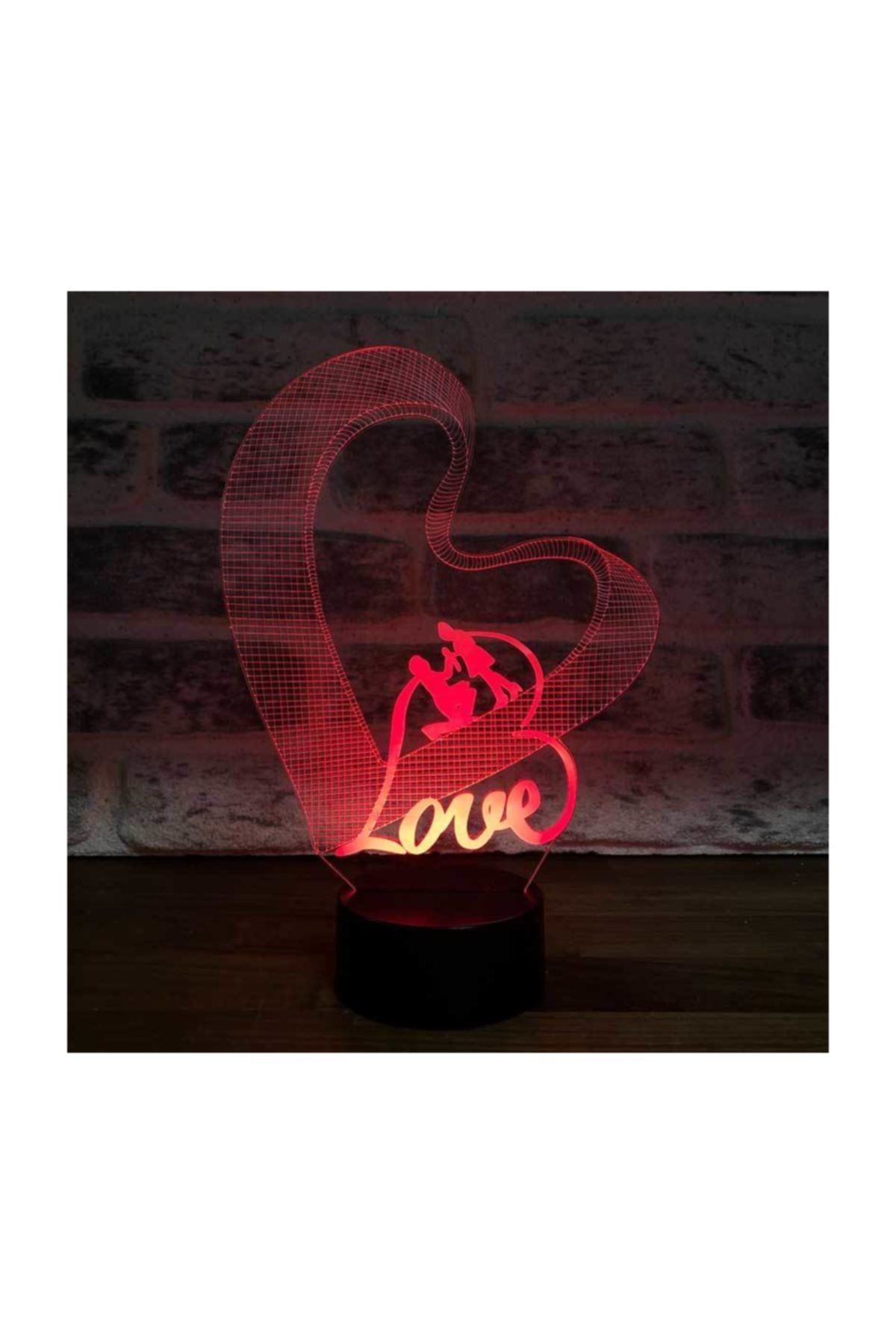 BYLAMP 7 Farklı Işık Rengi 3 Boyutlu Aşık Çift Kalp Lamba