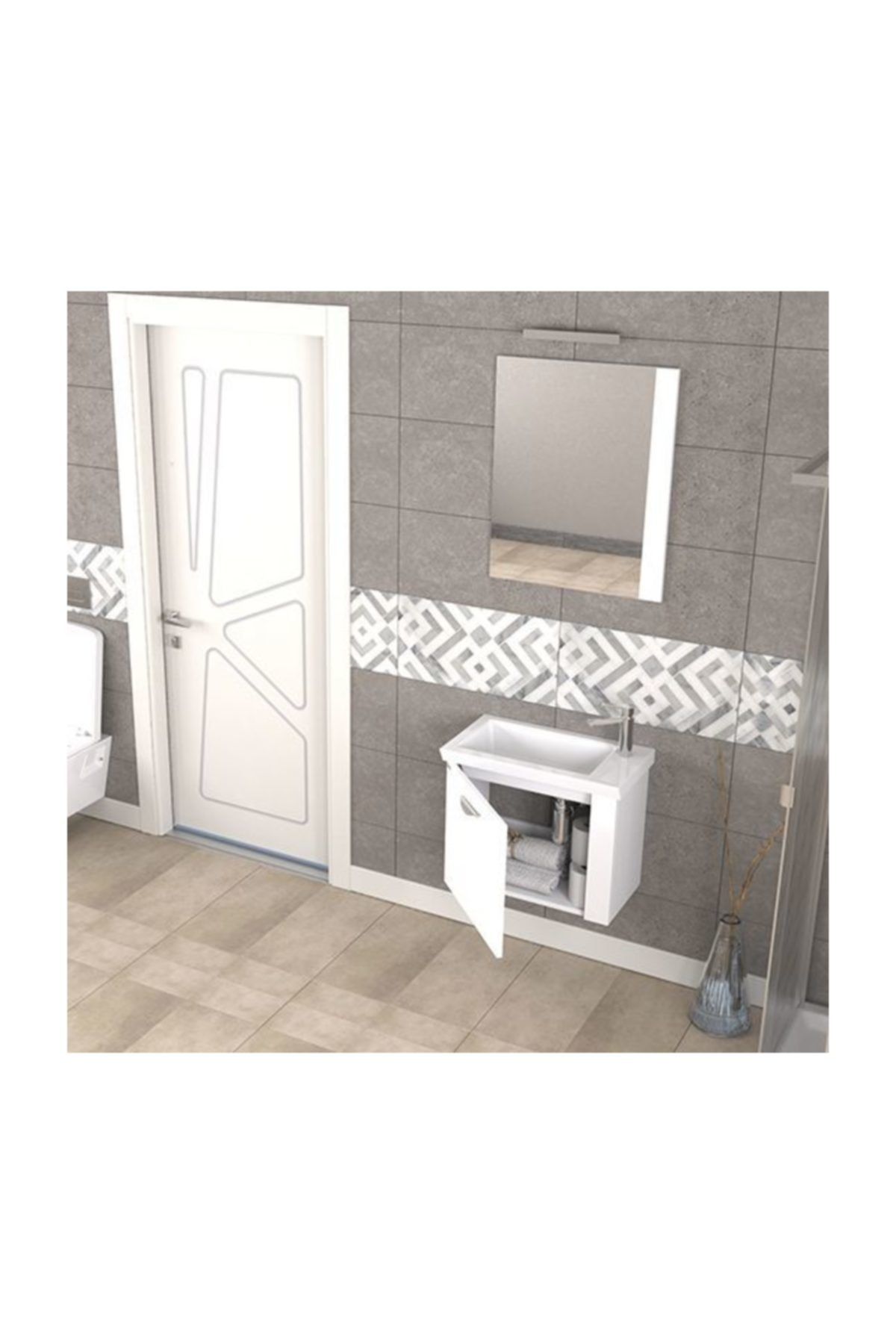 BIANI Fix Maxila 60 Cm Parlak Beyaz Banyo Dolabı