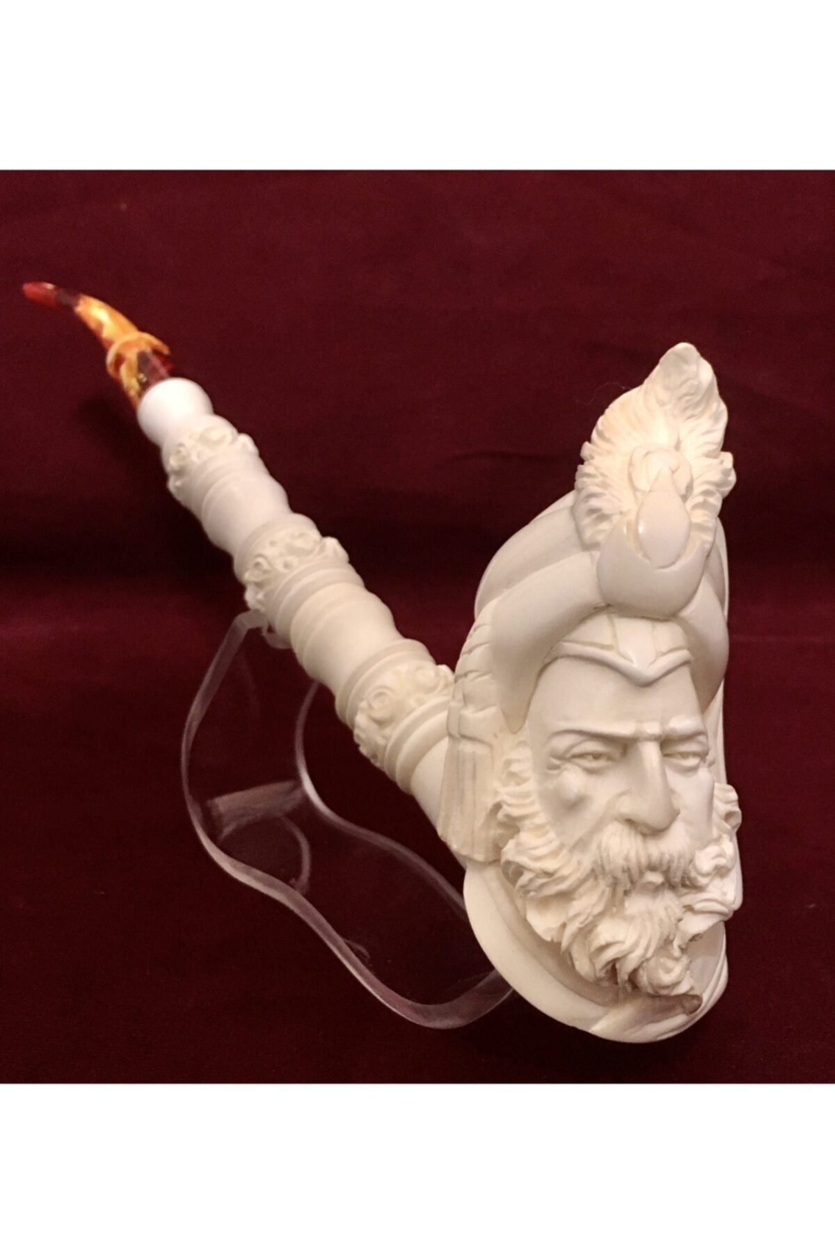 AKTAS Lületaşı Sultan Model Battal Boy Pipo Uzunluk Özel Deri Kutu 27cm