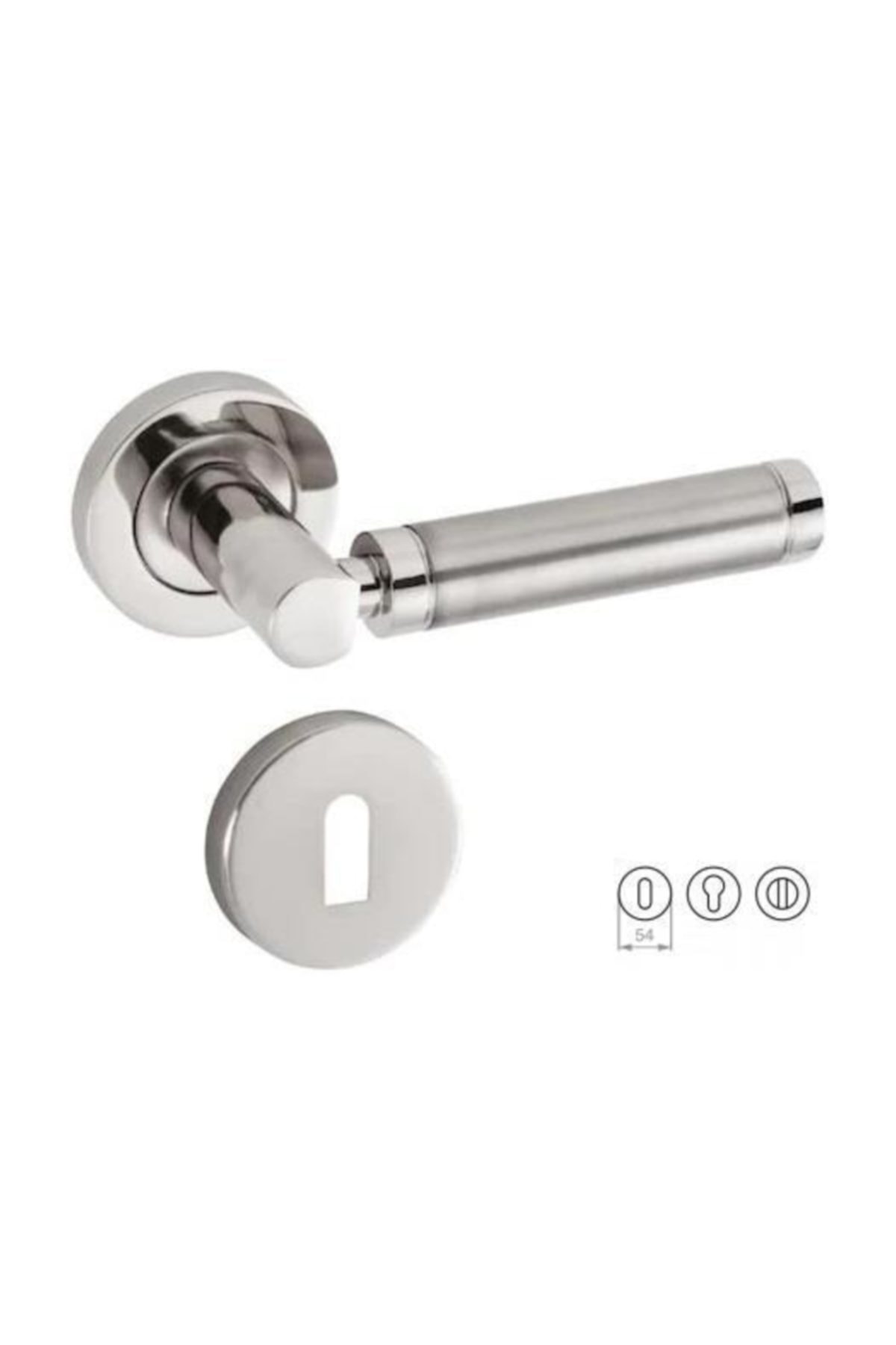 Sofuoğlu Lemis Yale ( Dış Kapısı Kol ) Kapı Kolu Yuvarlak Rozetli Nikel Saten