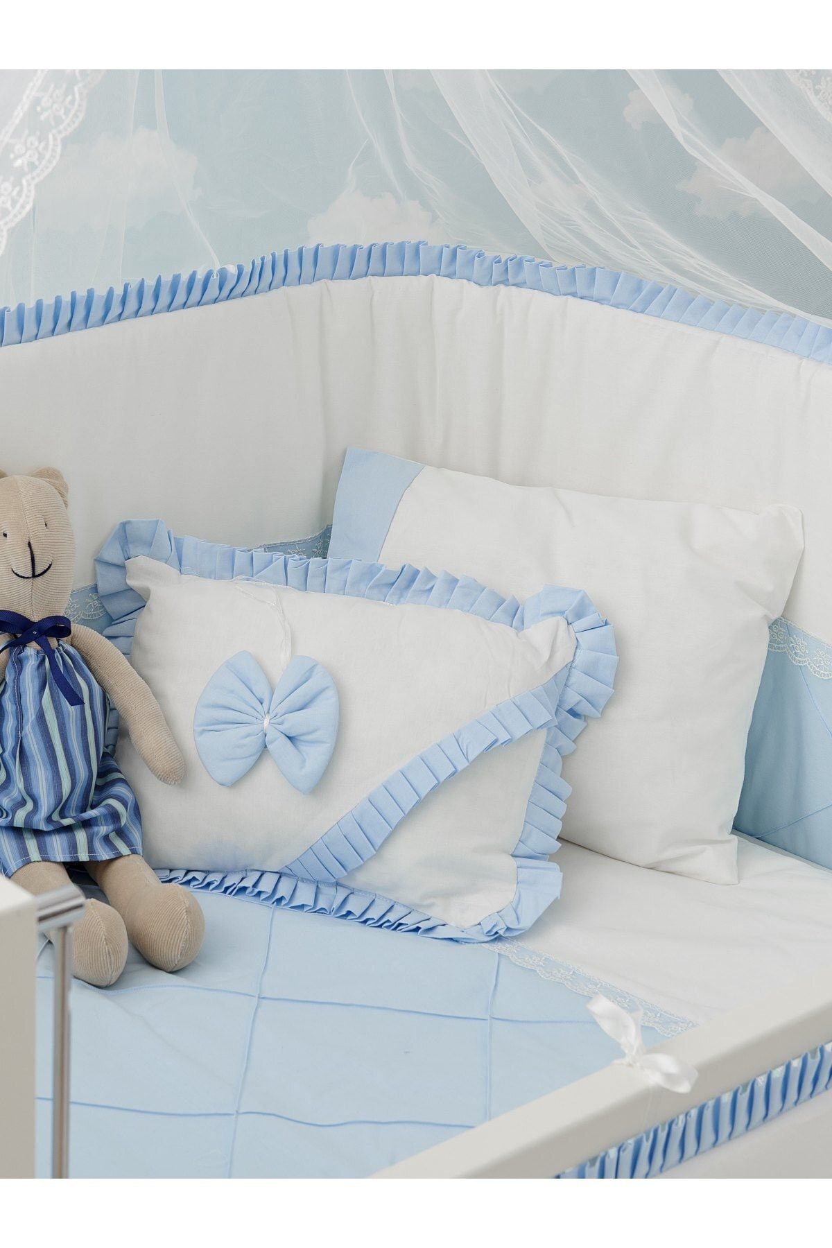 Meltem Smart Bambino Mavi Pamuklu Bebek Uyku Seti - 70x110 Cm