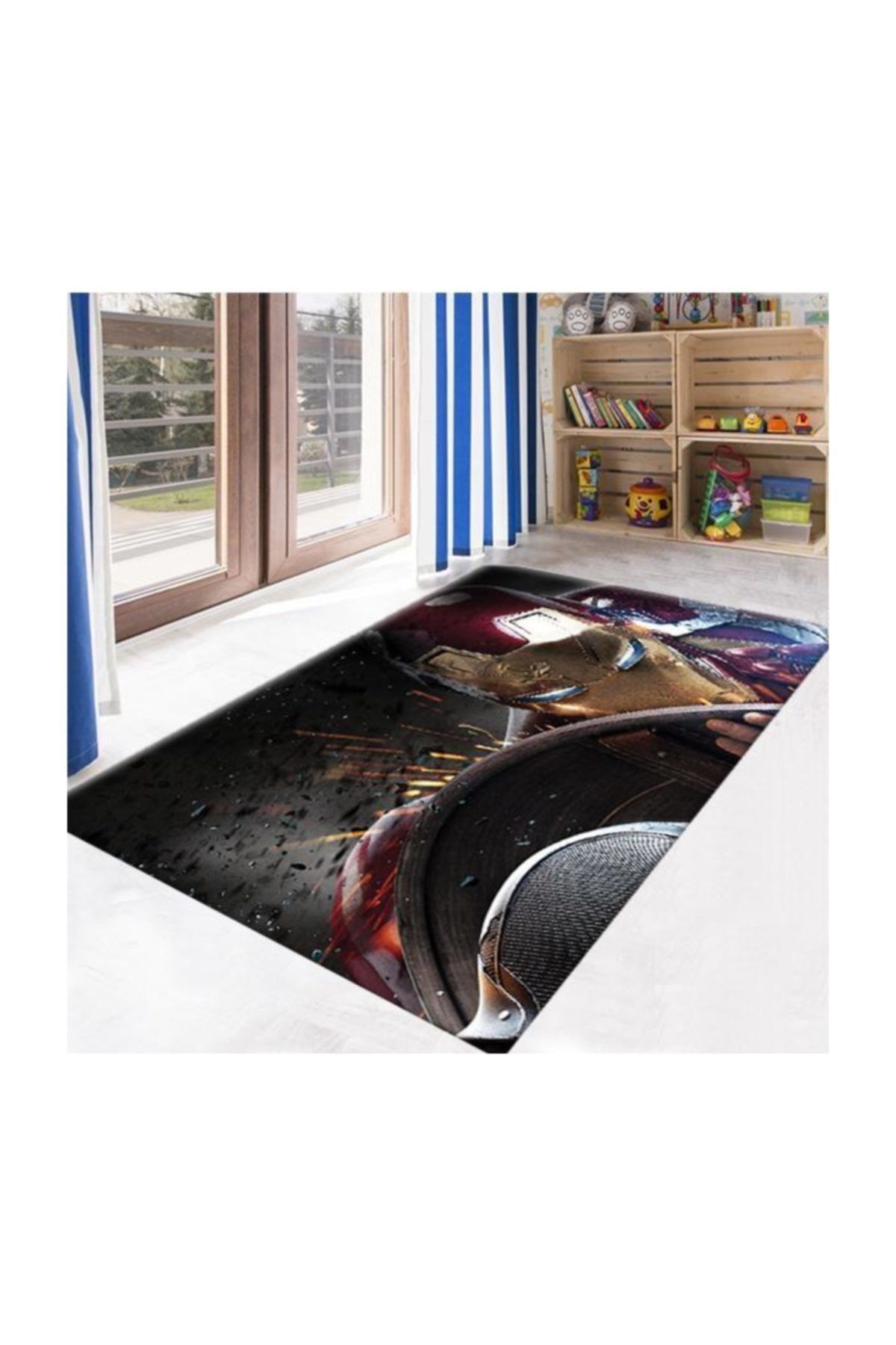 Herms Veronya Iron Man2 Desenli Kaymaz Taban Çocuk Odası Halısı