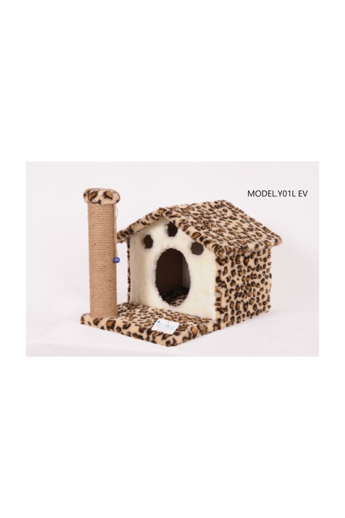 Cathause Cat Hause Kedi Tırmalama Platformu Ev Y01 Leopar 55 cm