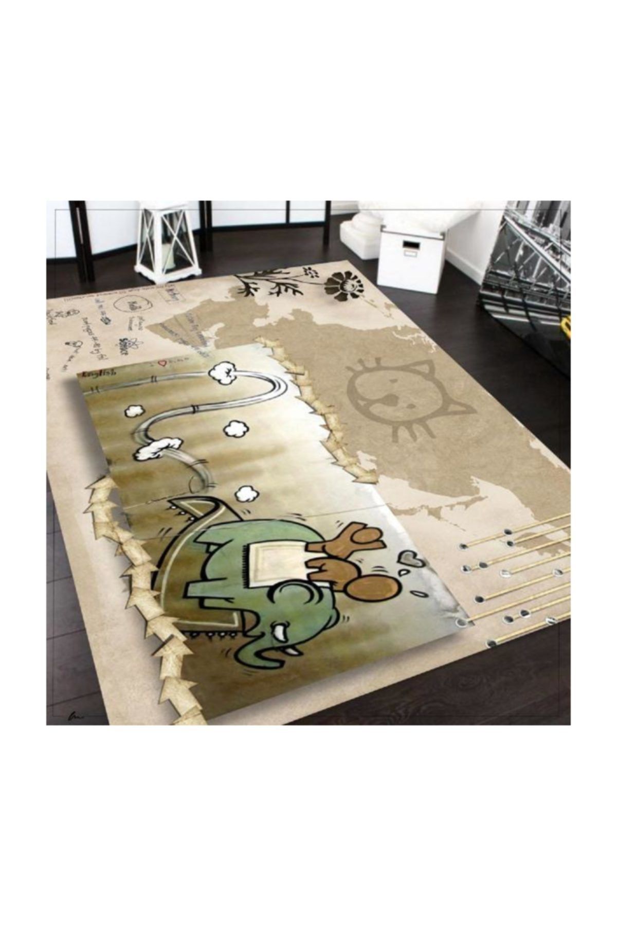 Herms Veronya Graffiti7 Desen Kaymaz Taban Genç Odası Halısı