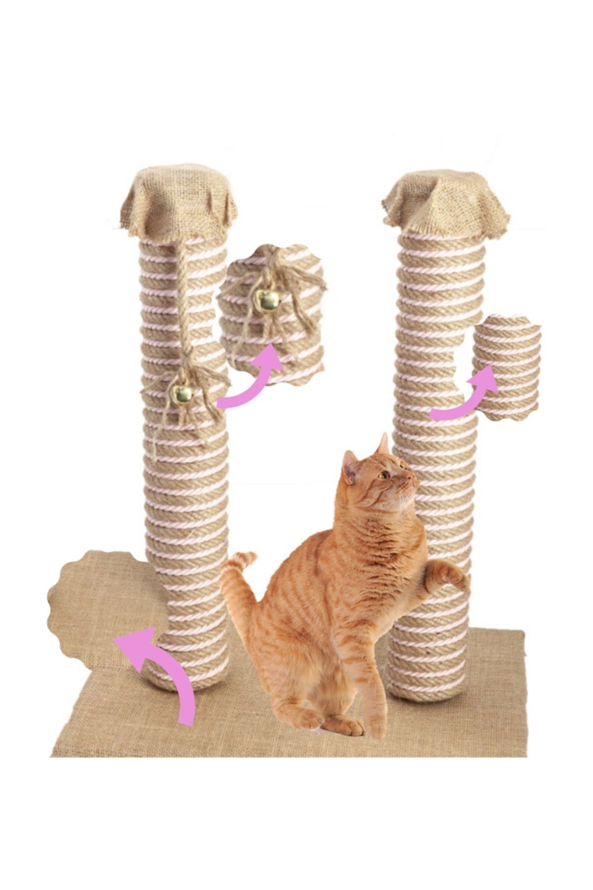 BYPET By Pet Deluxe 2 Li Çift Renk Kedi Tırmalama Tahtası Net 50 Cm - Pembe
