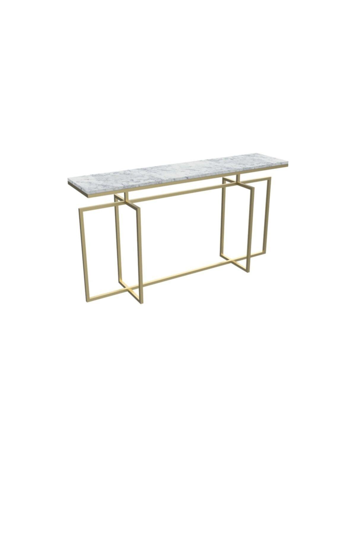MAKSA Anji 150cm Carrara White Satine Pirinç Konsol