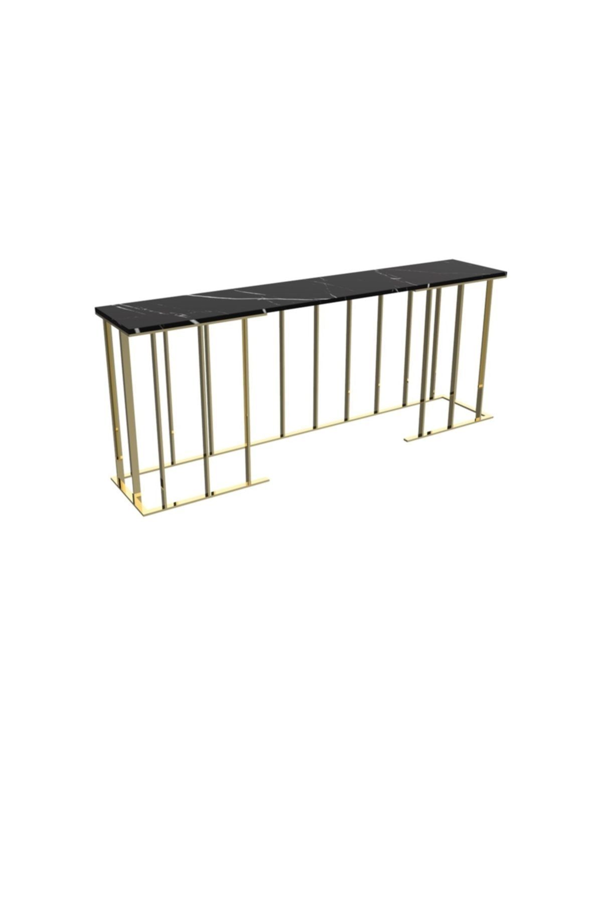 MAKSA Cammie 200cm Alexandrette Black Parlak Pirinç Konsol