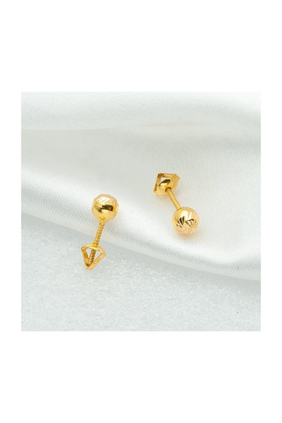 Bilezikci 5 Mm. Vidalı 22 Ayar Top Altın Küpe