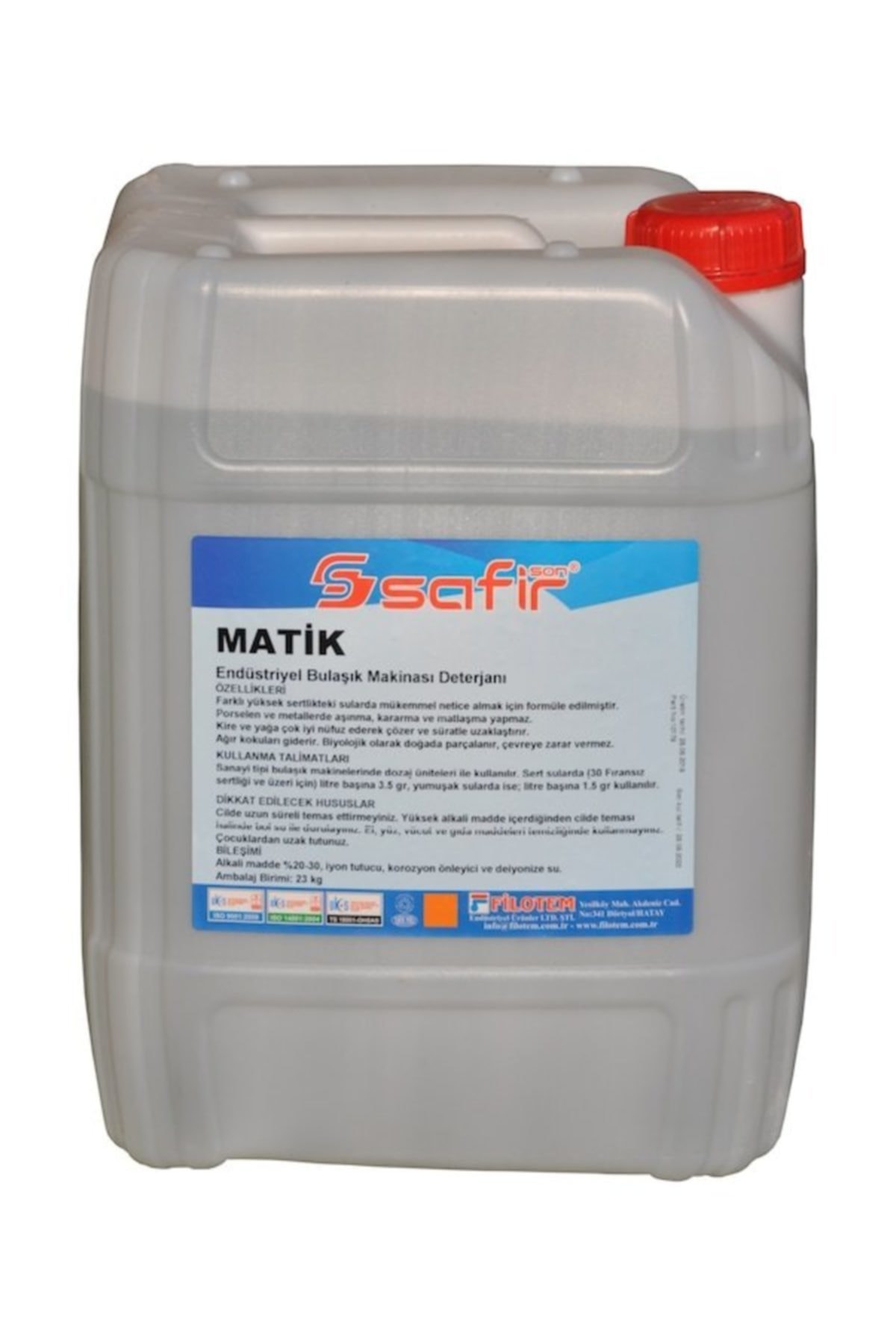 SAFİR Endüstriyel Bulaşık Makinesi Deterjanı 23 Kg
