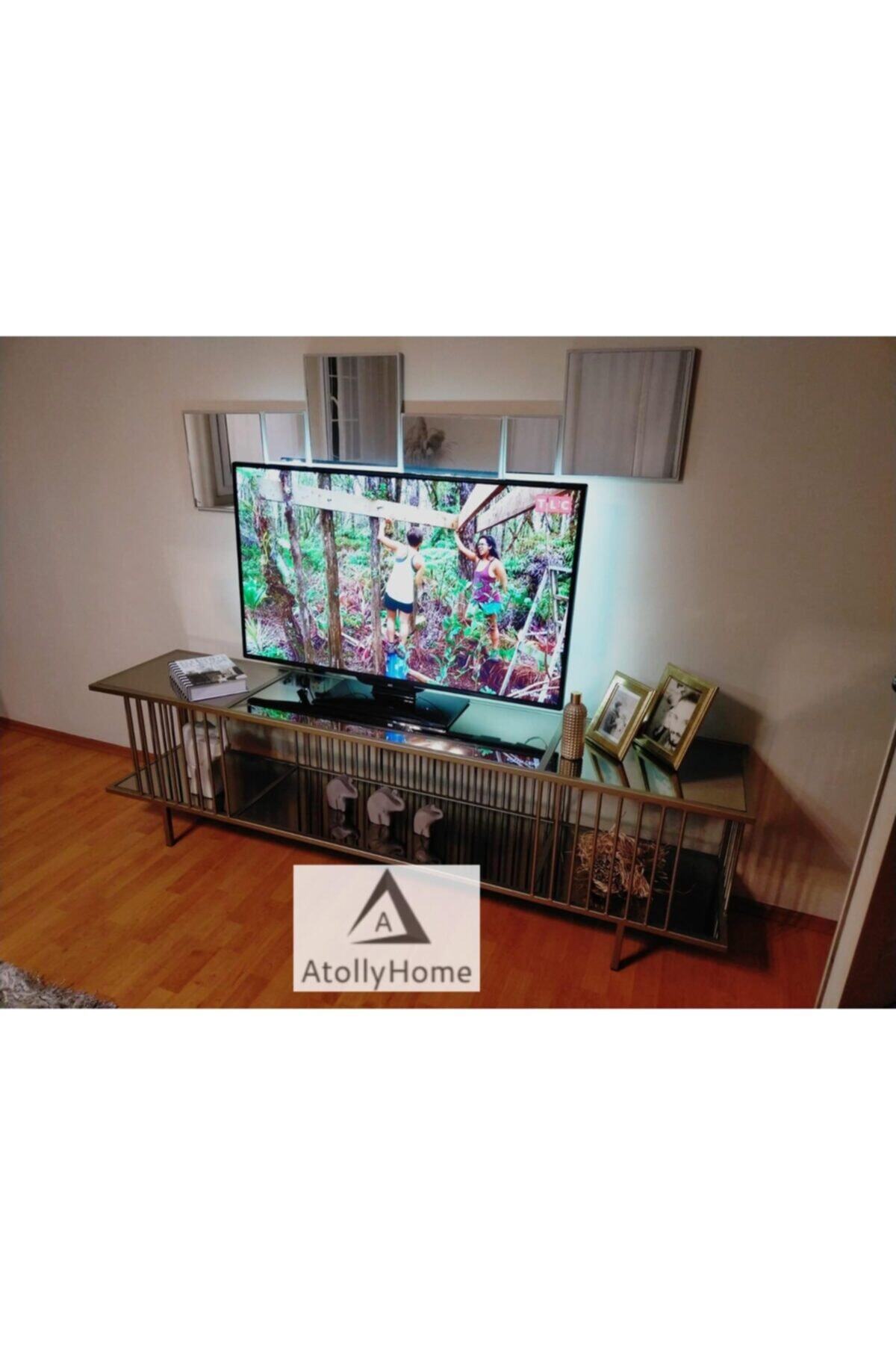 Atolly Home 200 Cm Metal Gold Tv Ünitesi