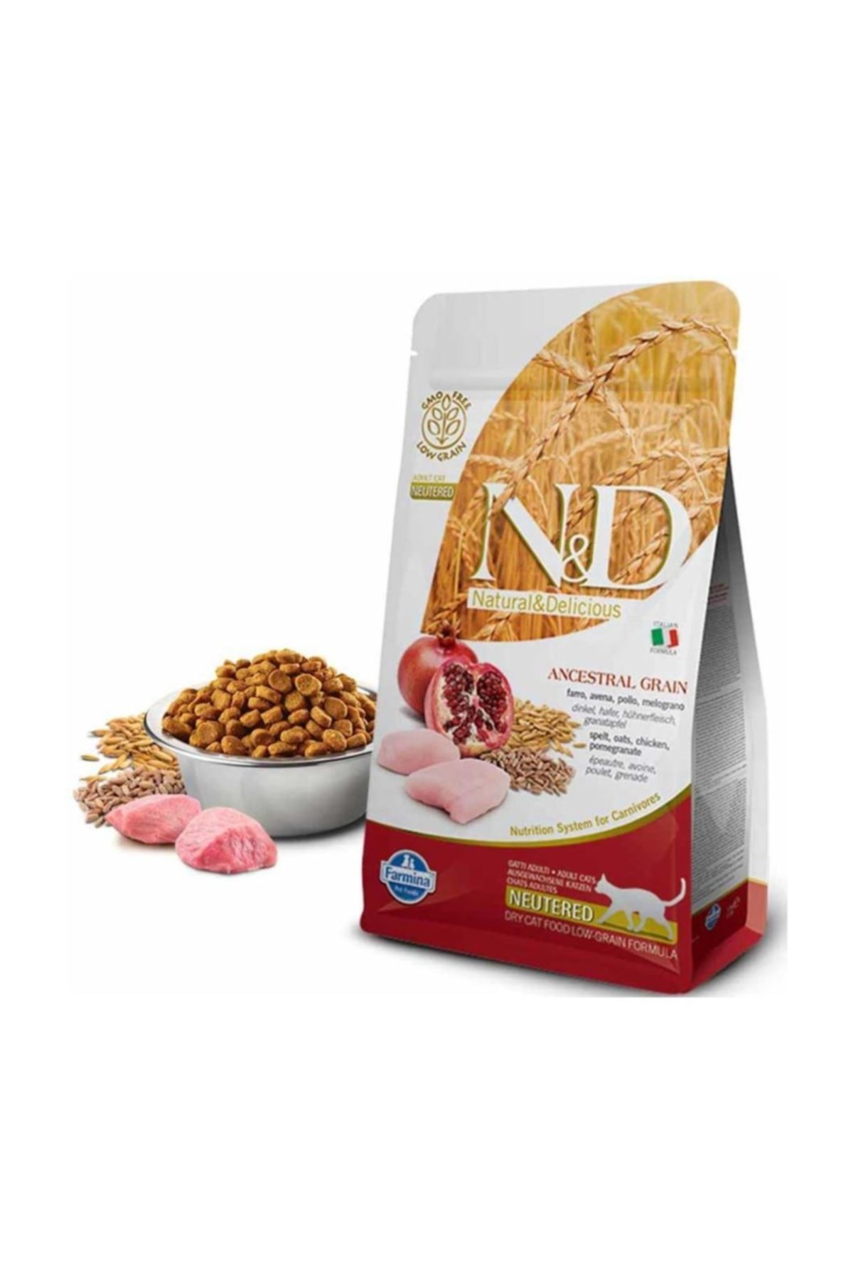 N&D Yetişkin Düşük Tahıllı Sterilised Neutered Tavuk&nar Kedi Maması 1,5 kg (original)