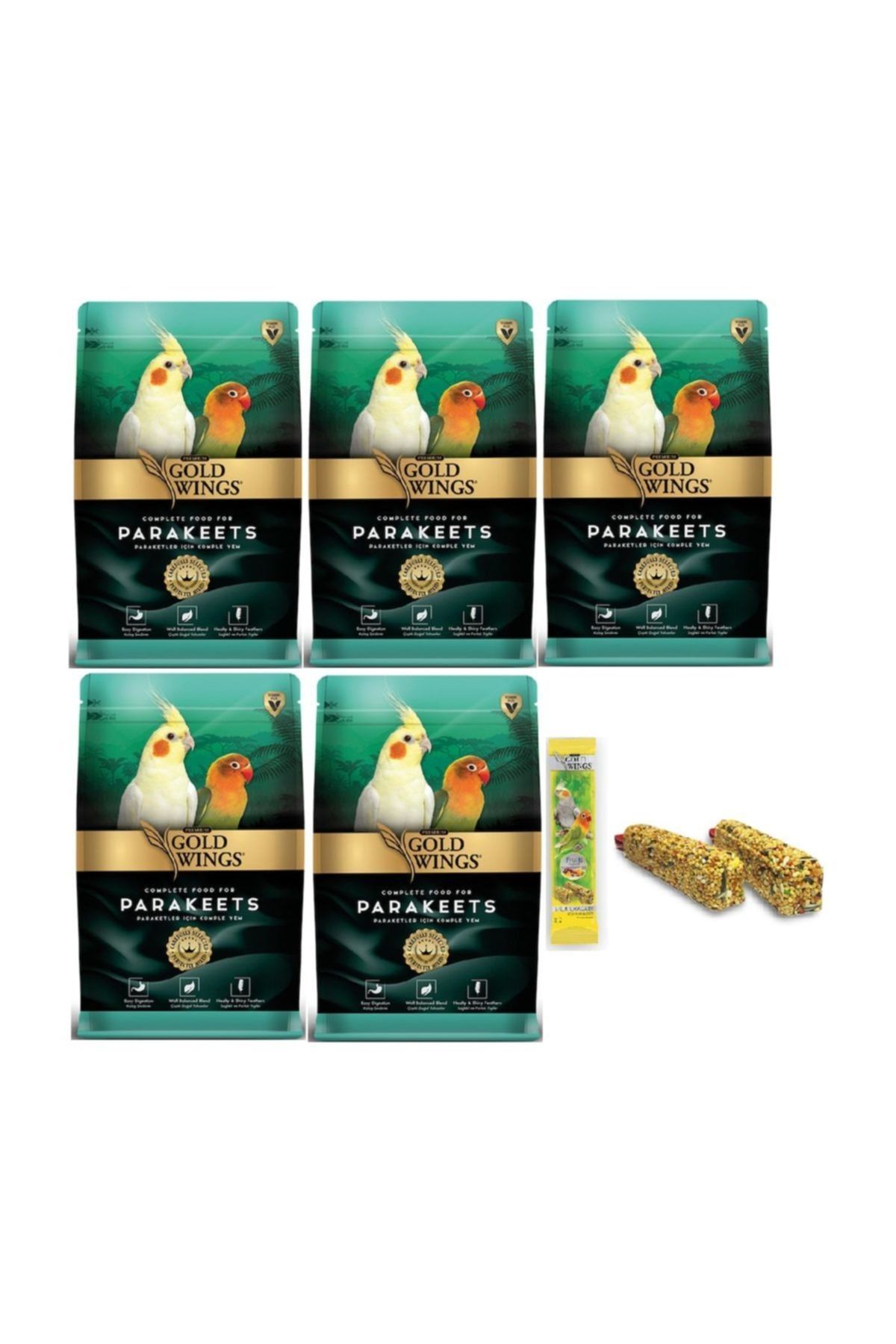 Gold Wings Premium Paraket Yemi 1 kg X5 Adet + (Kraker Hediyeli)