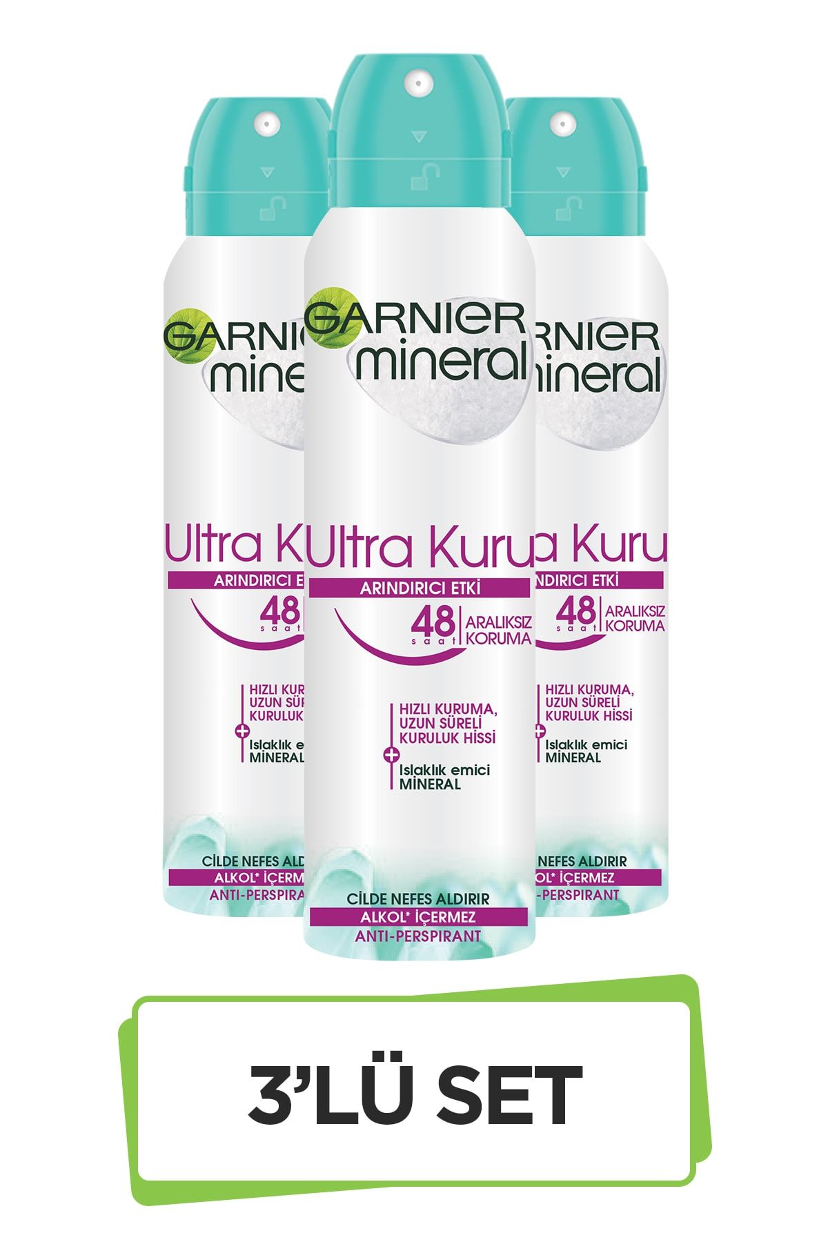 Garnier Mineral Ultra Kuru Sprey Deodorant 3'lü Set 36005419326543