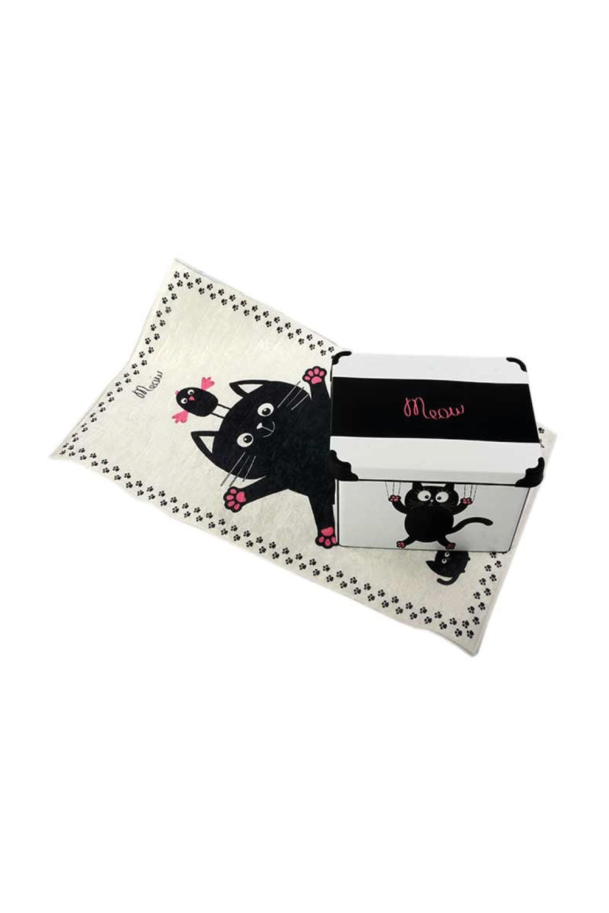 QUTU Style Box Meow 20 L Kutu Ve 60*100 Cm Halı  Seti