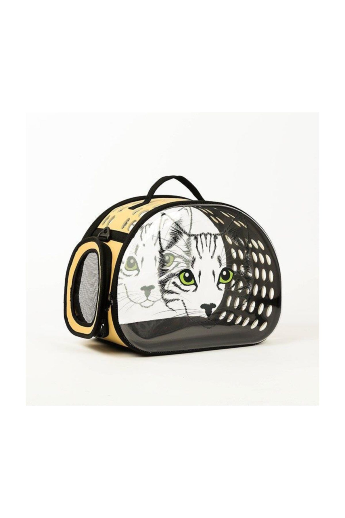 Glipet Şeffaf Desenli Kedi Köpek Taşıma Çantası  42 X 26 X 35 Cm Yeşil Göz