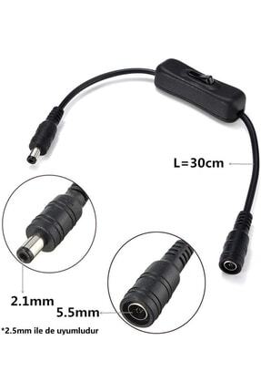 Anahtarlı Dc Adaptör Güç Power Dişi Erkek Bağlantı Kablosu 5.5x2.1mm Image 0