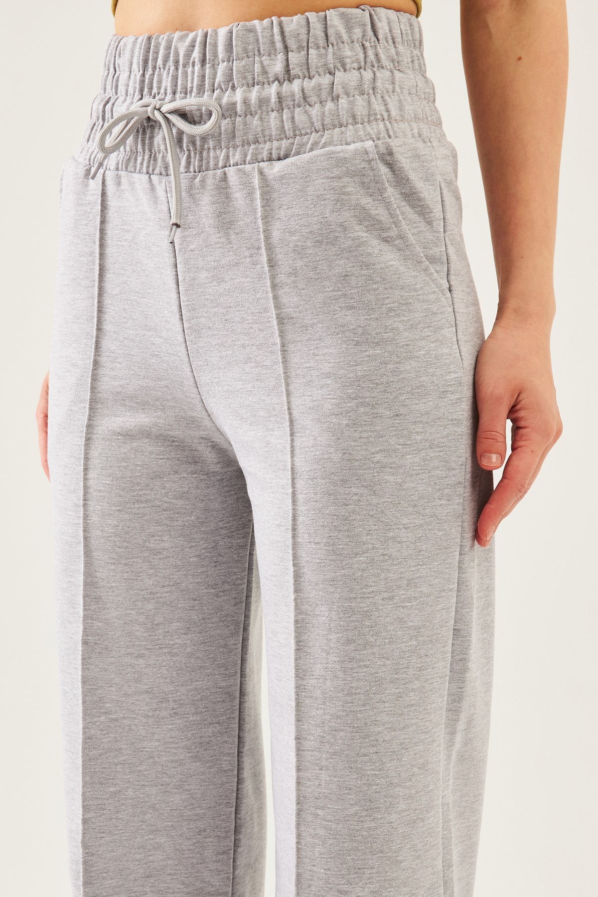schlank Women s Gray High Waist Wide Waistband Wide Leg Sweatpants