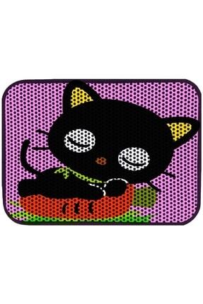 Elekli Desenli Kedi Tuvalet Önü Paspası 60 x 45 cm Uyuyan Kedi Image 0