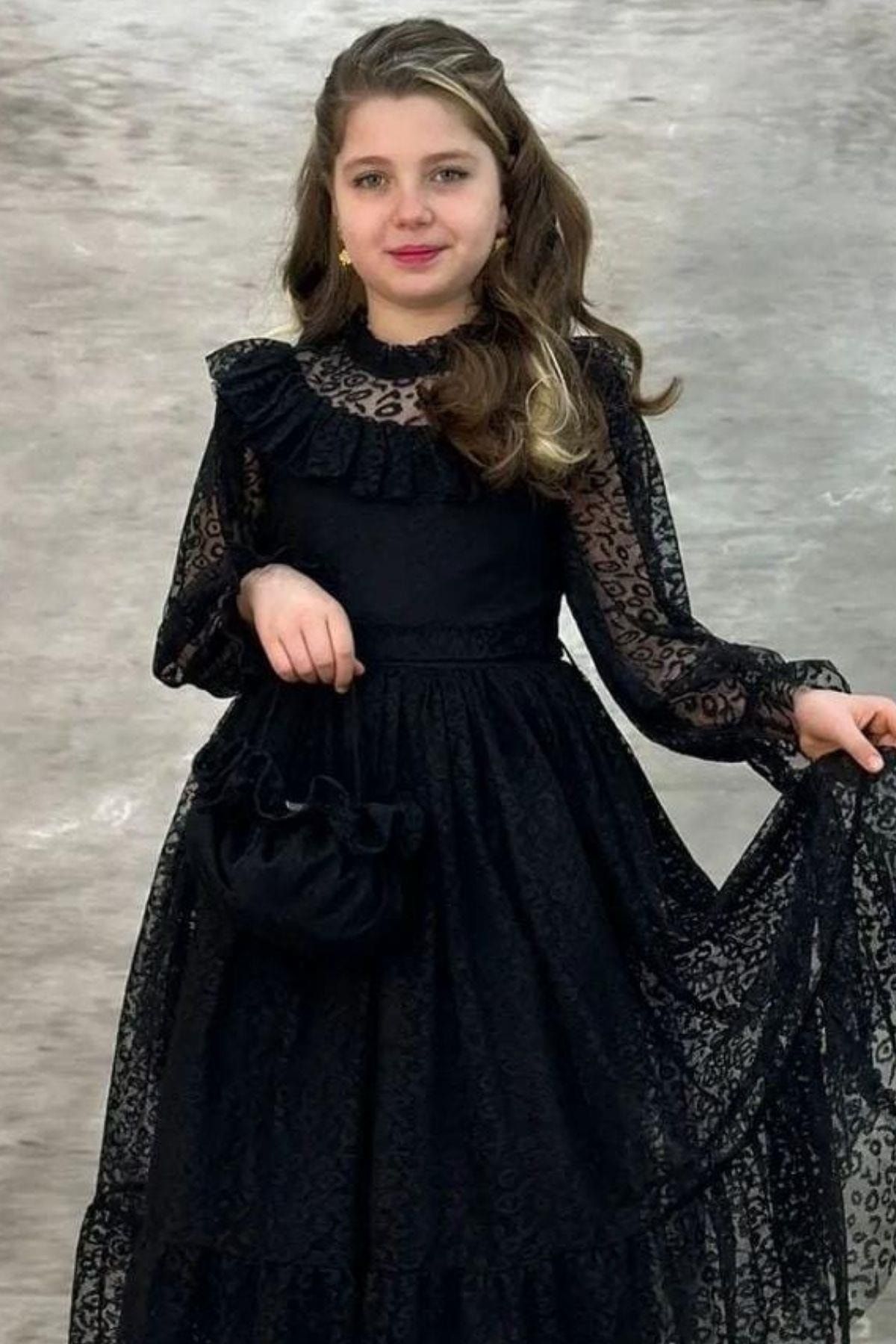 Girls black store dress with collar