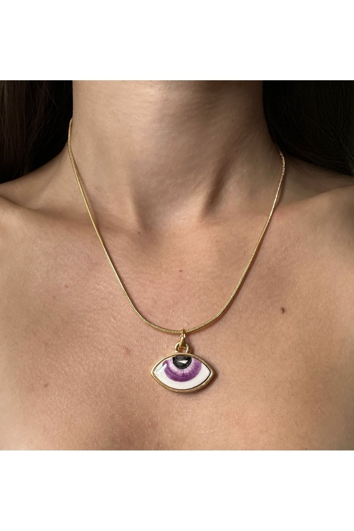 Okko Store Hand Painted Porcelain Eye Necklace Trendyol