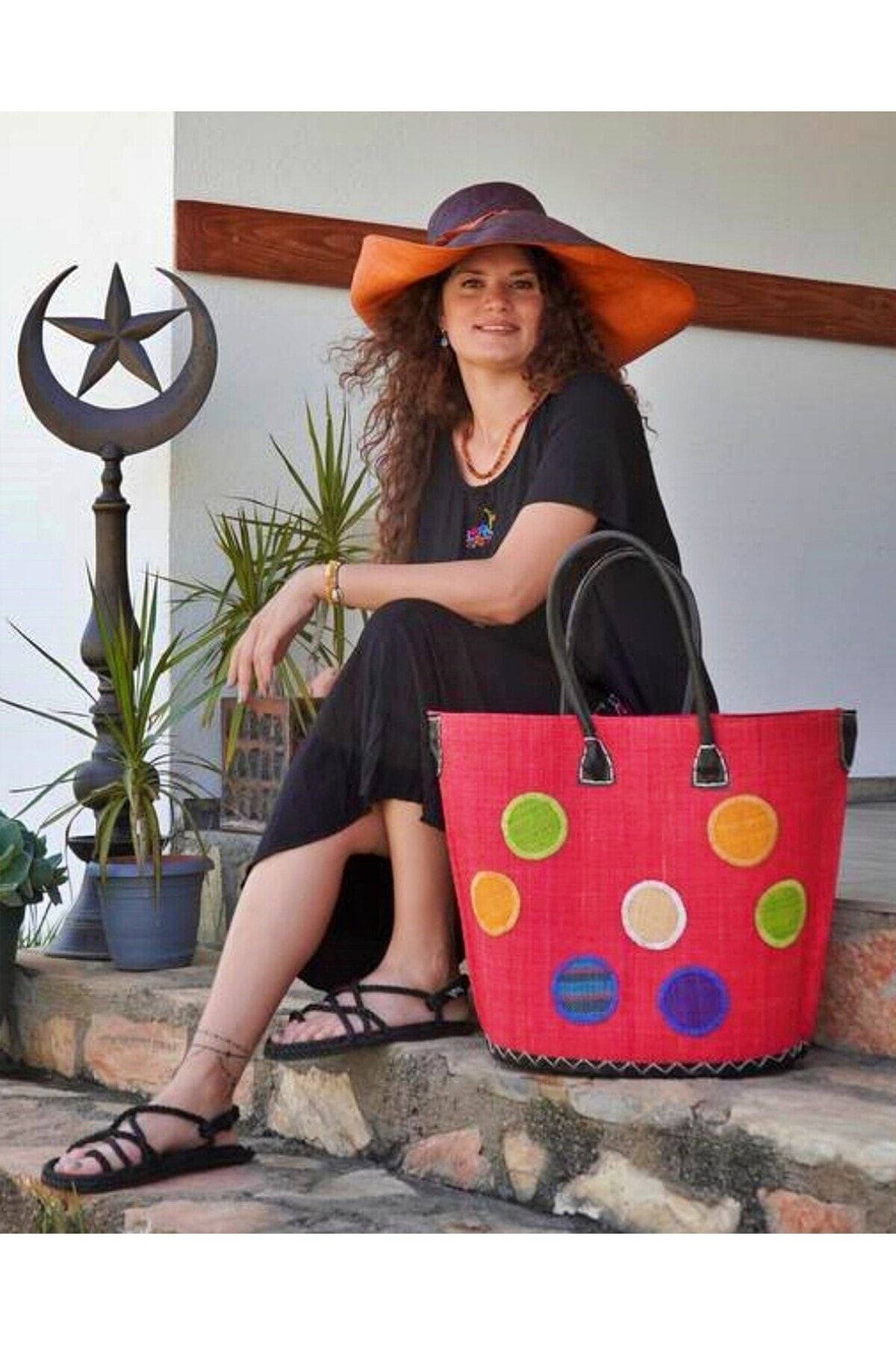 ByEnBi Beach Bag Pink Polka dot Trendyol