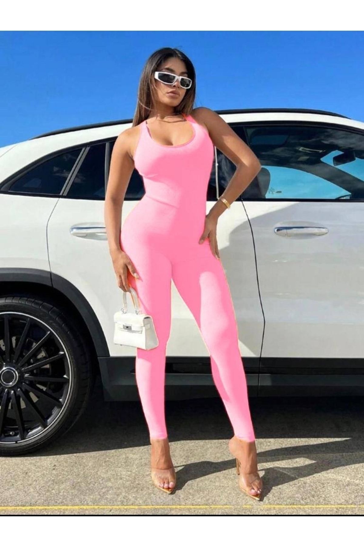 Pink bodycon jumpsuit hot sale