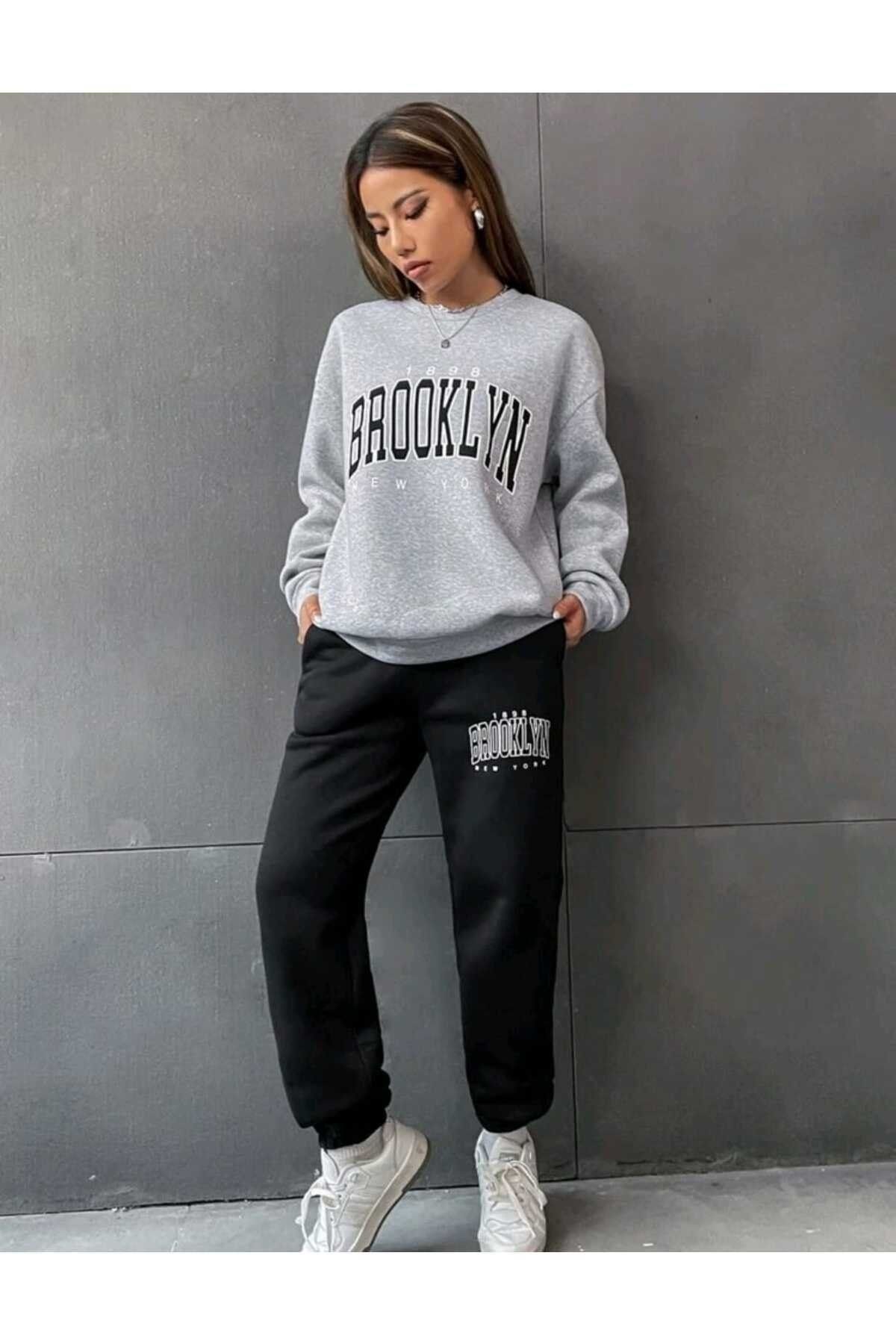 BW Bravely Wear Brooklyn Printed Bottom Top Set Cotton Sports Crew