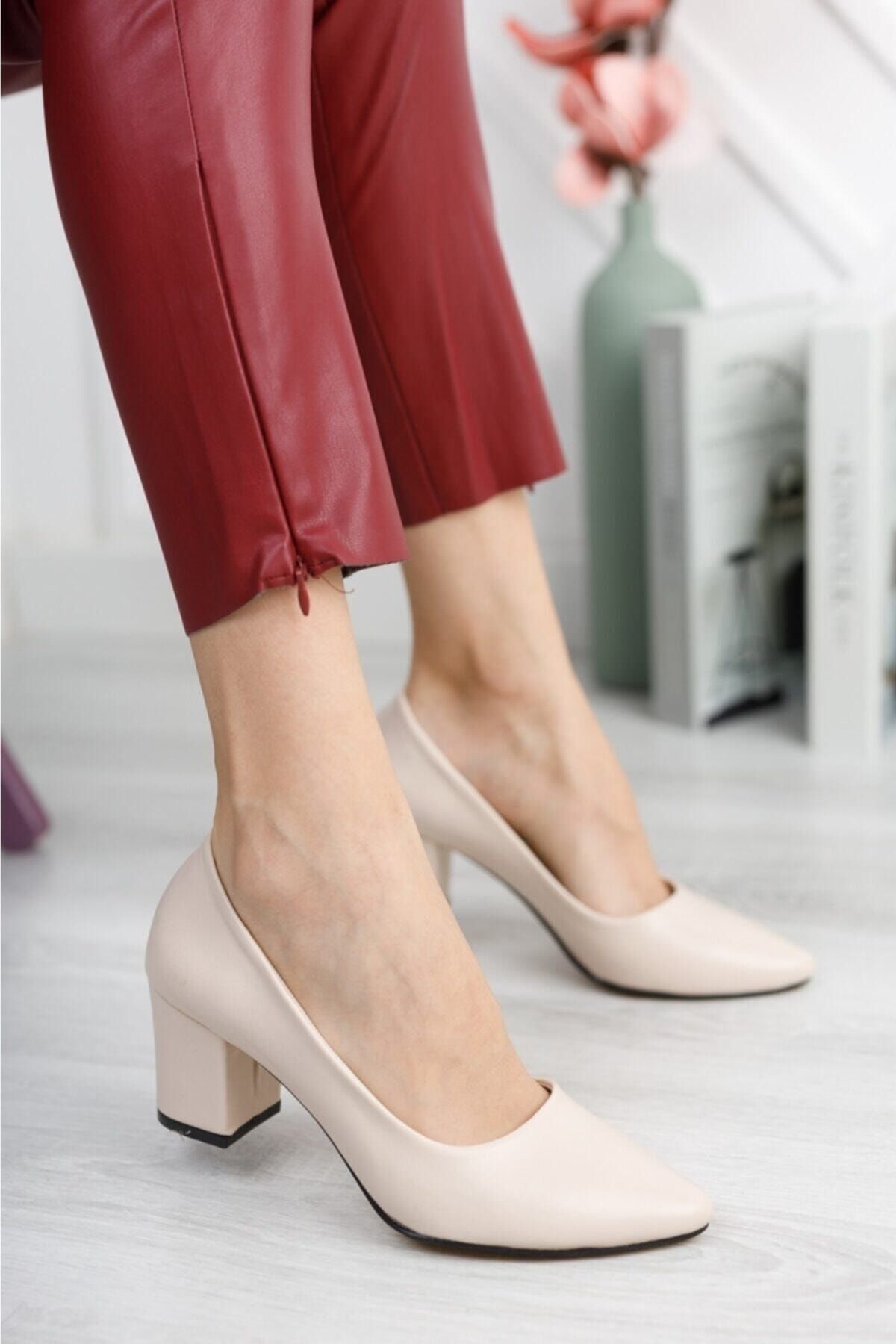 stilvo Women s Skin Short Thick Heeled Shoes Trendyol