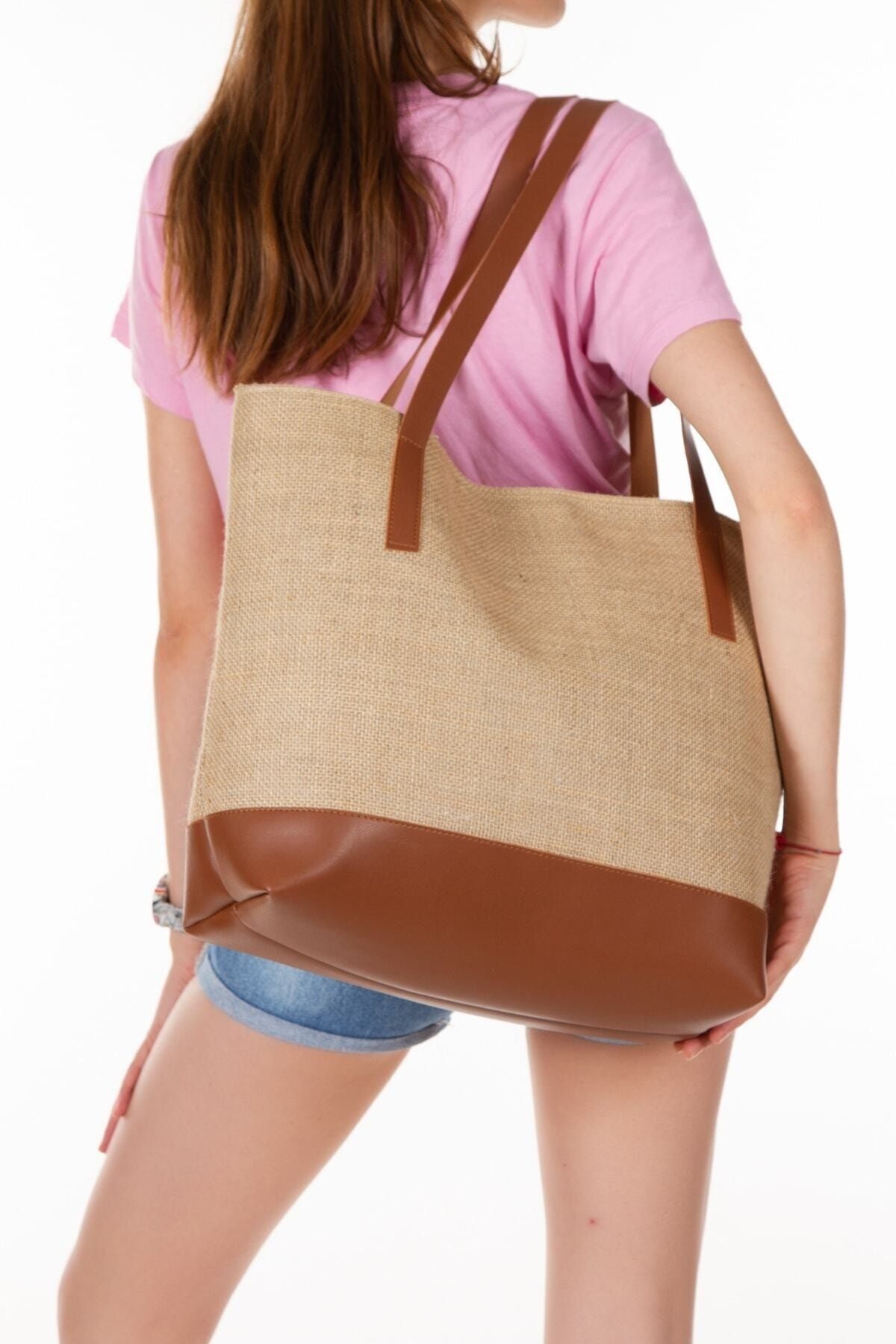 Tan beach on sale bag