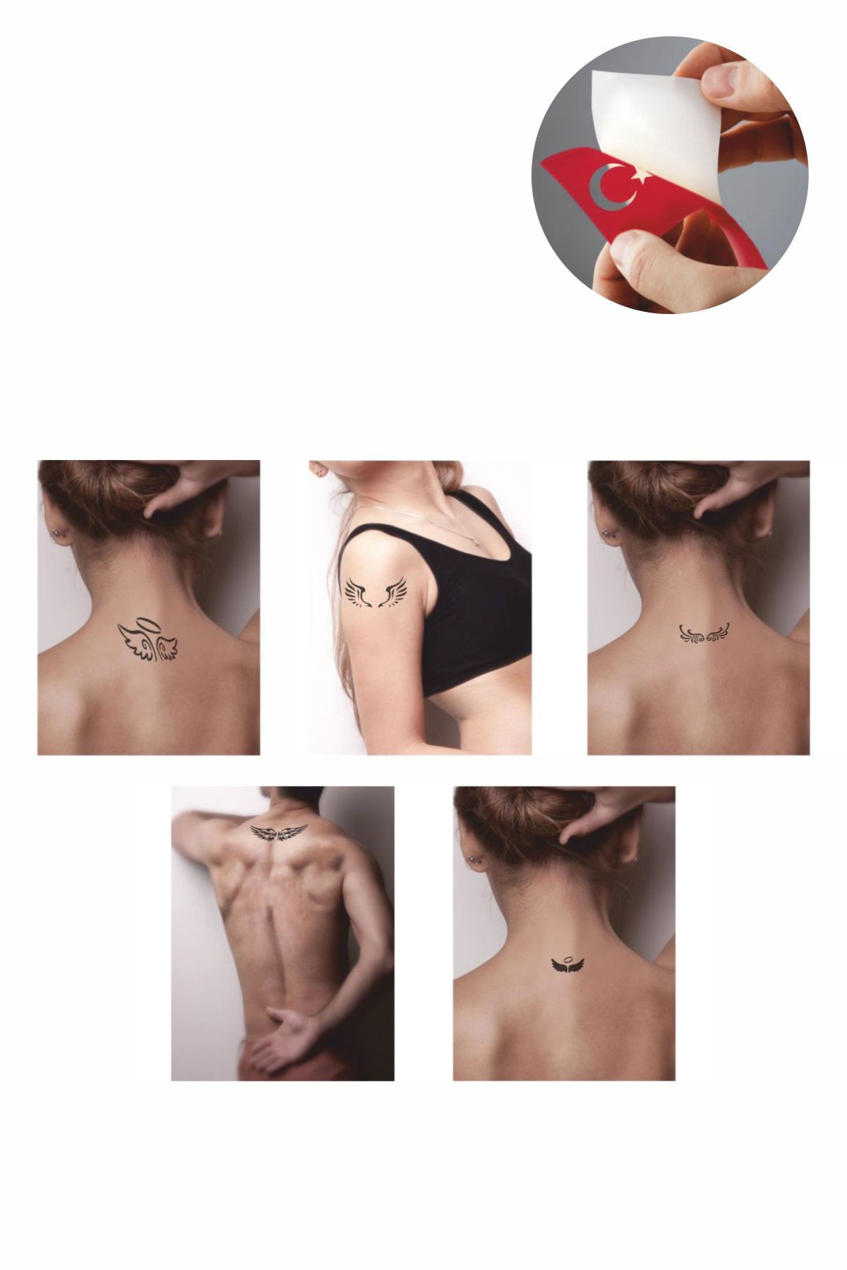 ONE SPRAY TATTOO Melek Kanatları Geçici Dövme Seti Dark Sprey Ve 5 Desen
