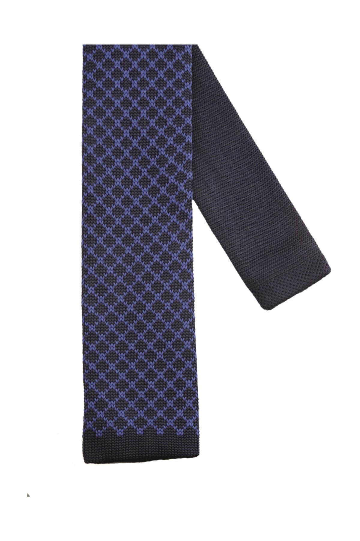 La Pescara Lacivert - Mavi Kareli Örgü Kravat 8229