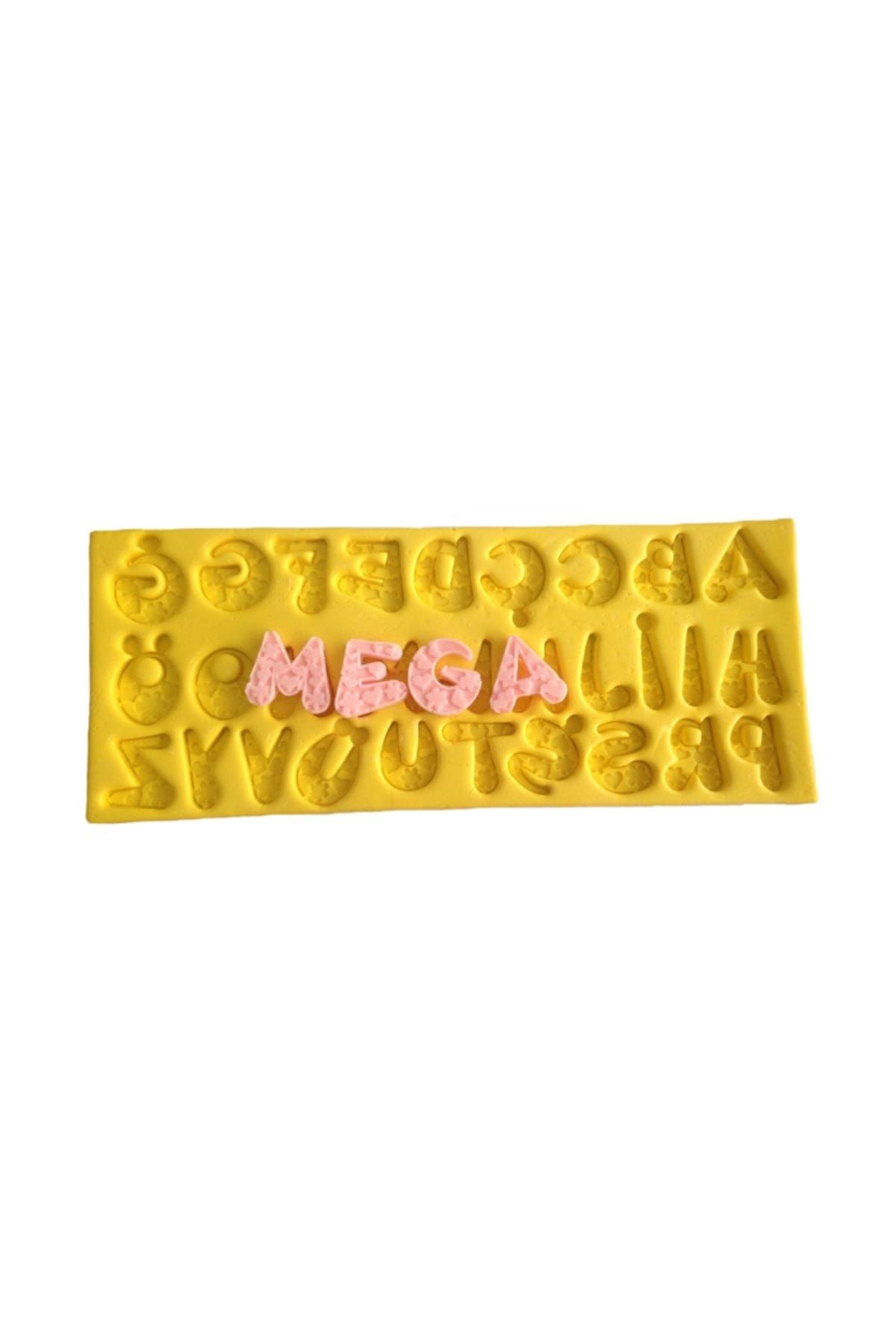 Partivitrini Üzeri Kalp Ve Yıldız Şekilli Harfler Şeklinde Silikon Pasta ve Seker Hamuru Kalibi 4x3,5x1 cm