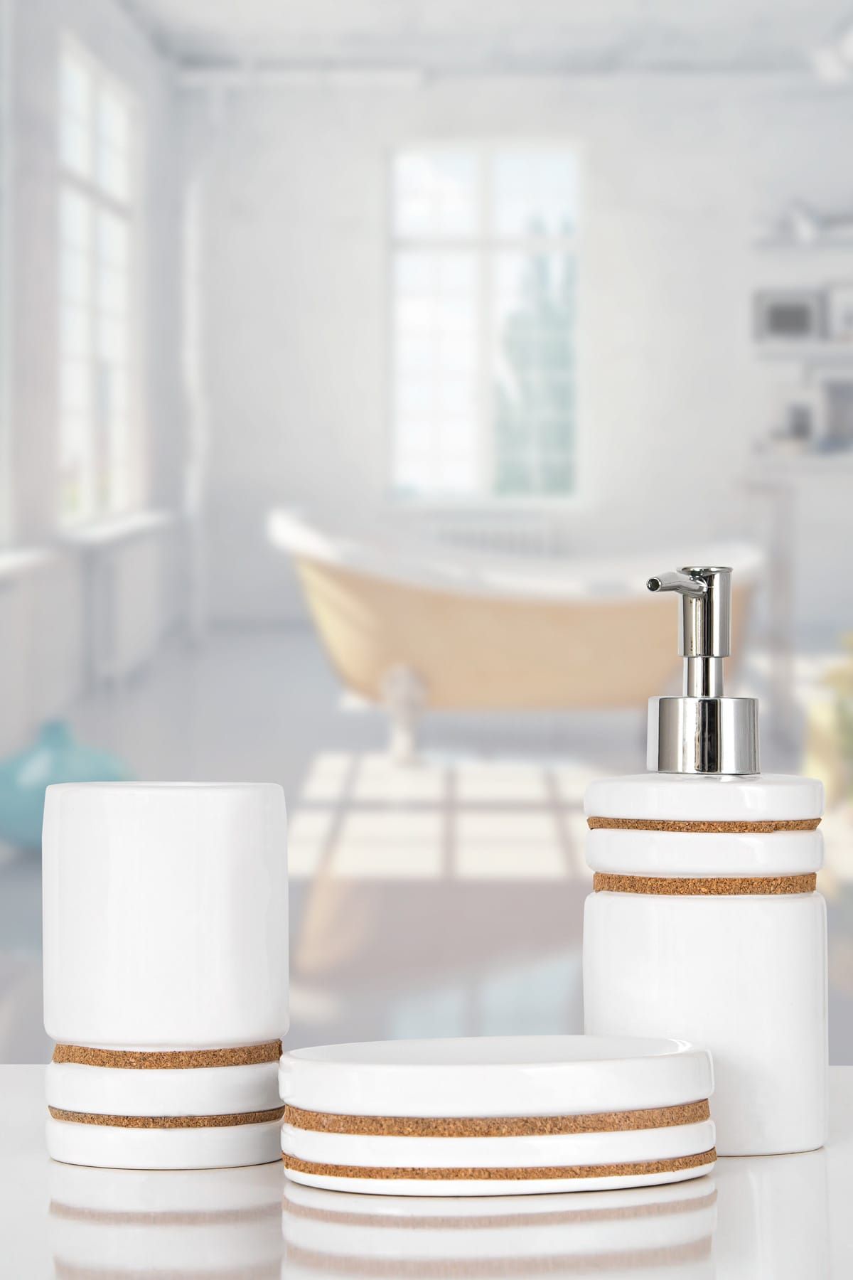 İrya Home More 3 Parça Banyo Seti Sandra Beyaz