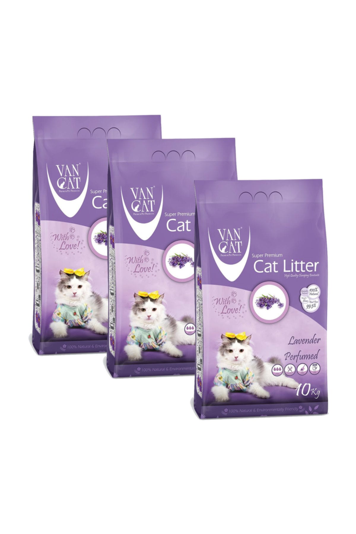 Vancat Lavanta Kokulu İnce Taneli Kedi Kumu 10 Kg x 3 Adet