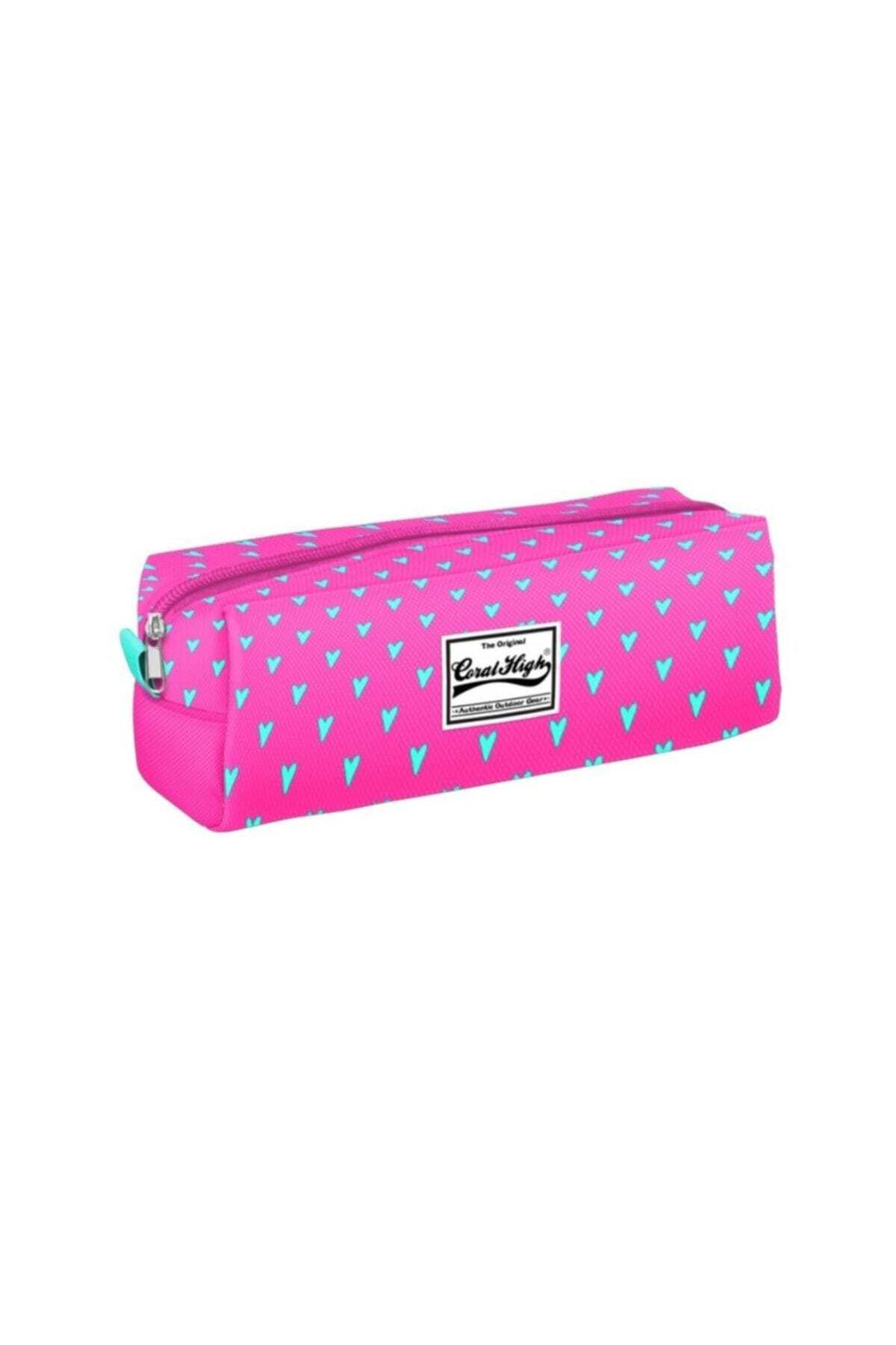Coral High Kalp Desenli Tek Bölmeli Pembe Kalem Çanta - Yaygan 12268