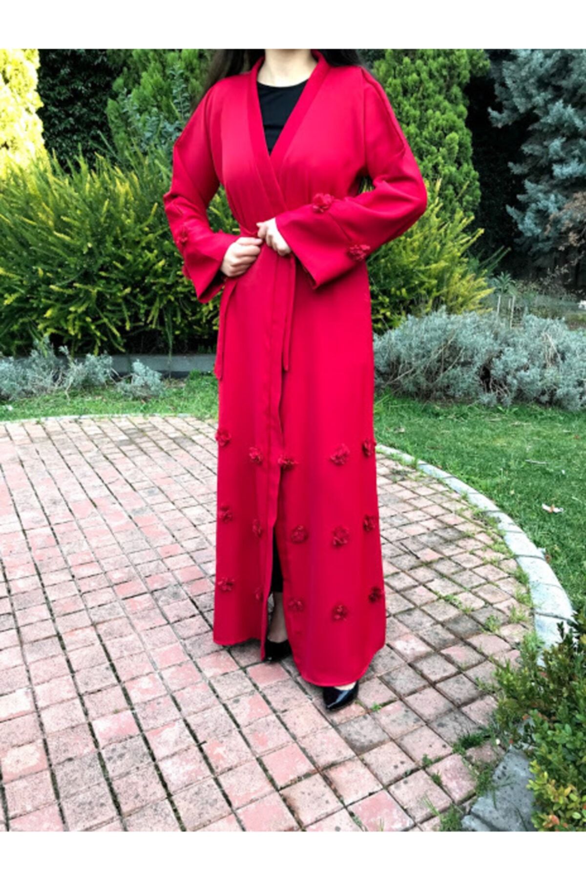 RUHA ŞİFA TESETTUR Sare Abaya Çiçekli Abaya