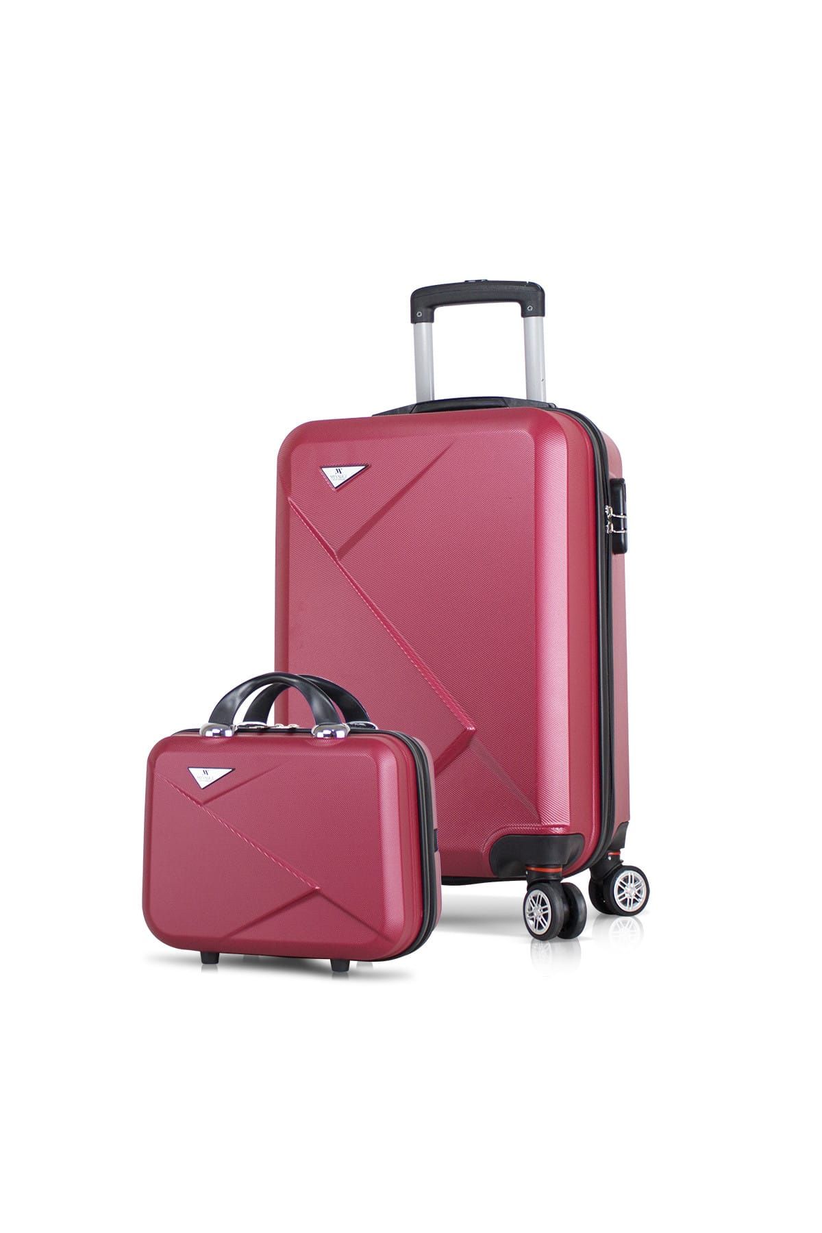 My Valice Bordo Unisex Kabin ve Makyaj Boy Valiz Seti MV1376
