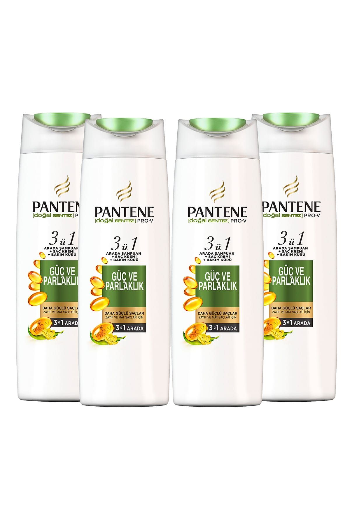 pantene 3 u 1 arada sampuan ve sac bakim kremi dogal sentez guc ve parlaklik 4 x 470 ml fiyati yorumlari trendyol