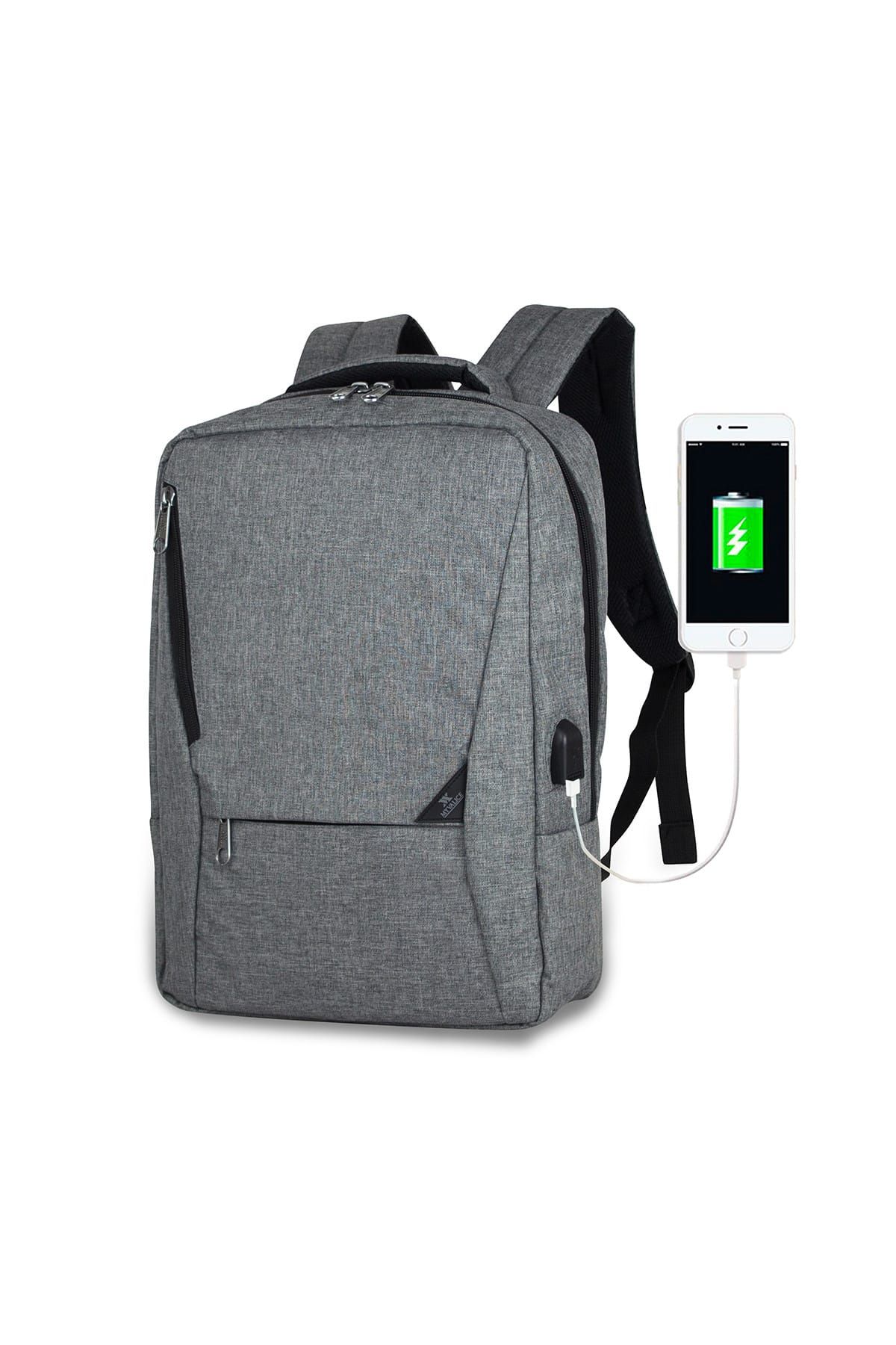 My Valice Smart Bag Active Usb Şarj Girişli Slim Notebook Sırt Çantası Gri