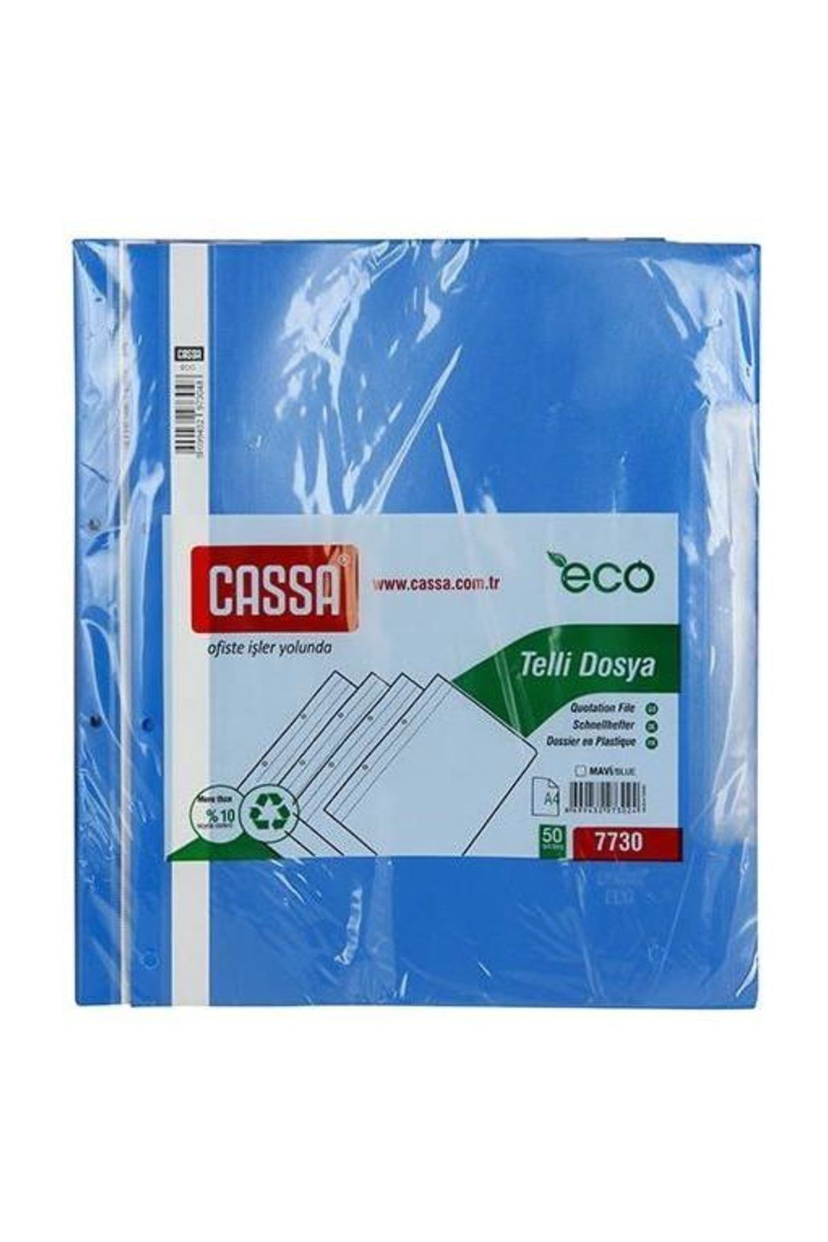 Cassa Plastik Telli Dosya Mavi 50'Li 10 Paket (500 Adet )