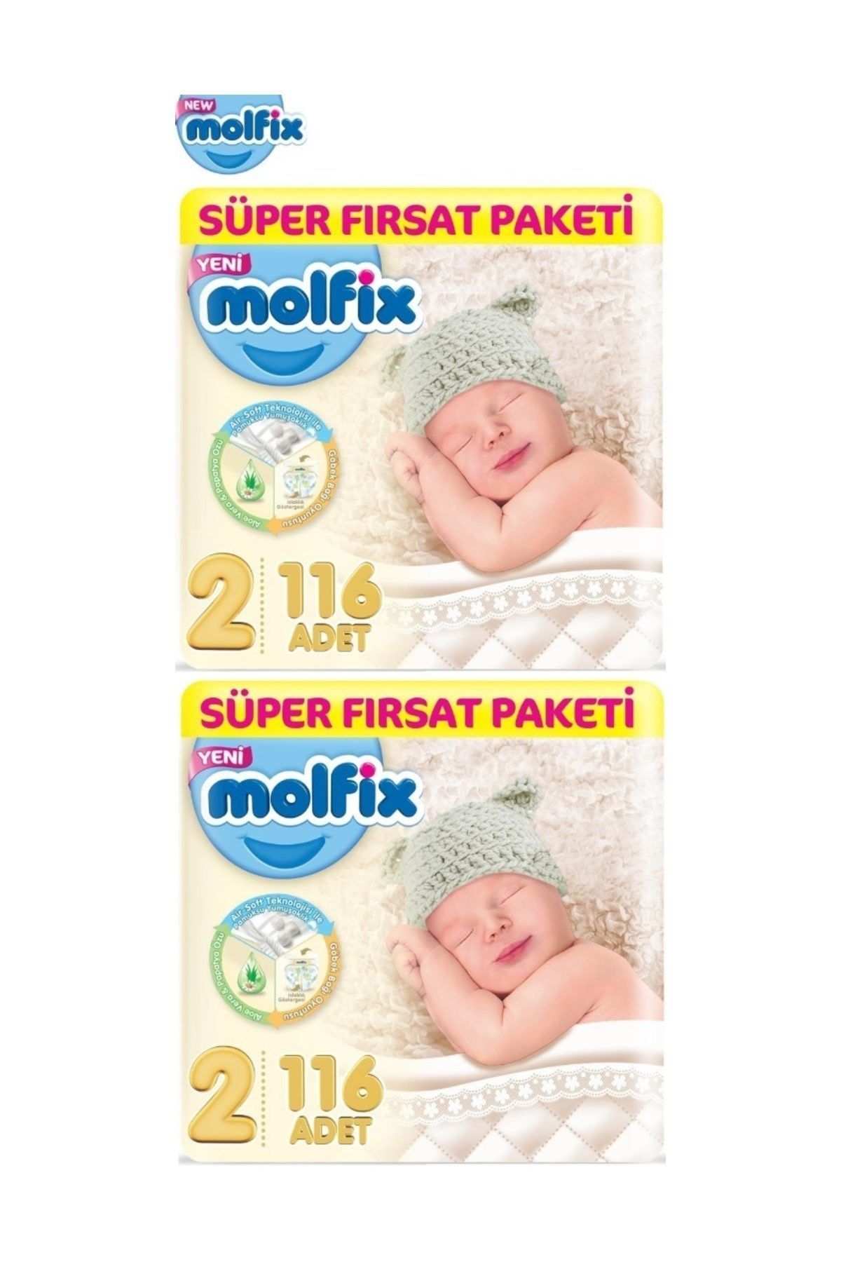 molfix bebek bezi aylik firsat 2 li set 2 beden yenidogan 232 adet fiyati yorumlari trendyol