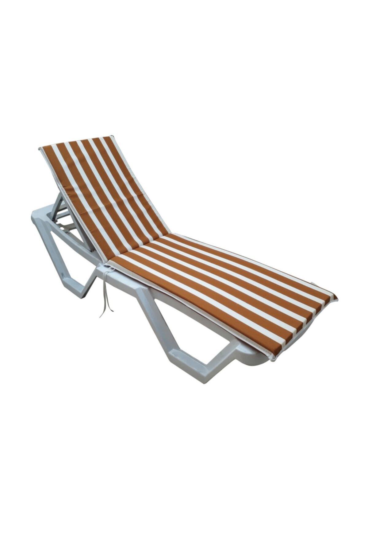 mirzade Median Şezlong Minderi Pamuk/Polyester Kumaş Fermuarlı-Kahve/Beyaz