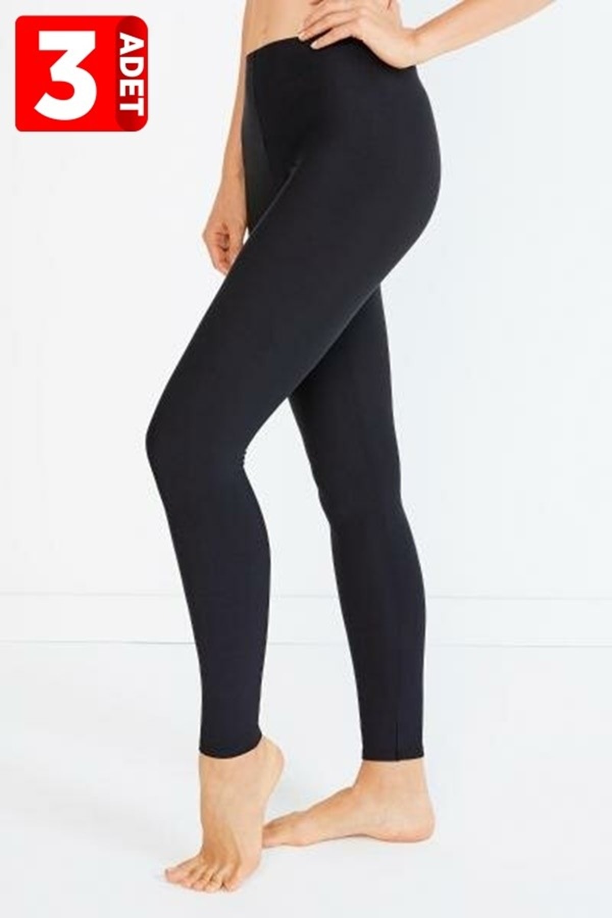 KOTA Kadın Siyah Büyük Beden Termal Alt İçlik 3'Lü Paket